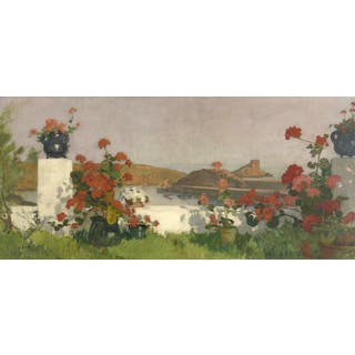 CALLOT Henri, 1875-1956 Terrasse aux géraniums... - Lot 101 - Rossini