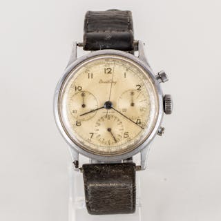 BREITLING, armbandsur, stål, kronograf, 1900-talets mitt