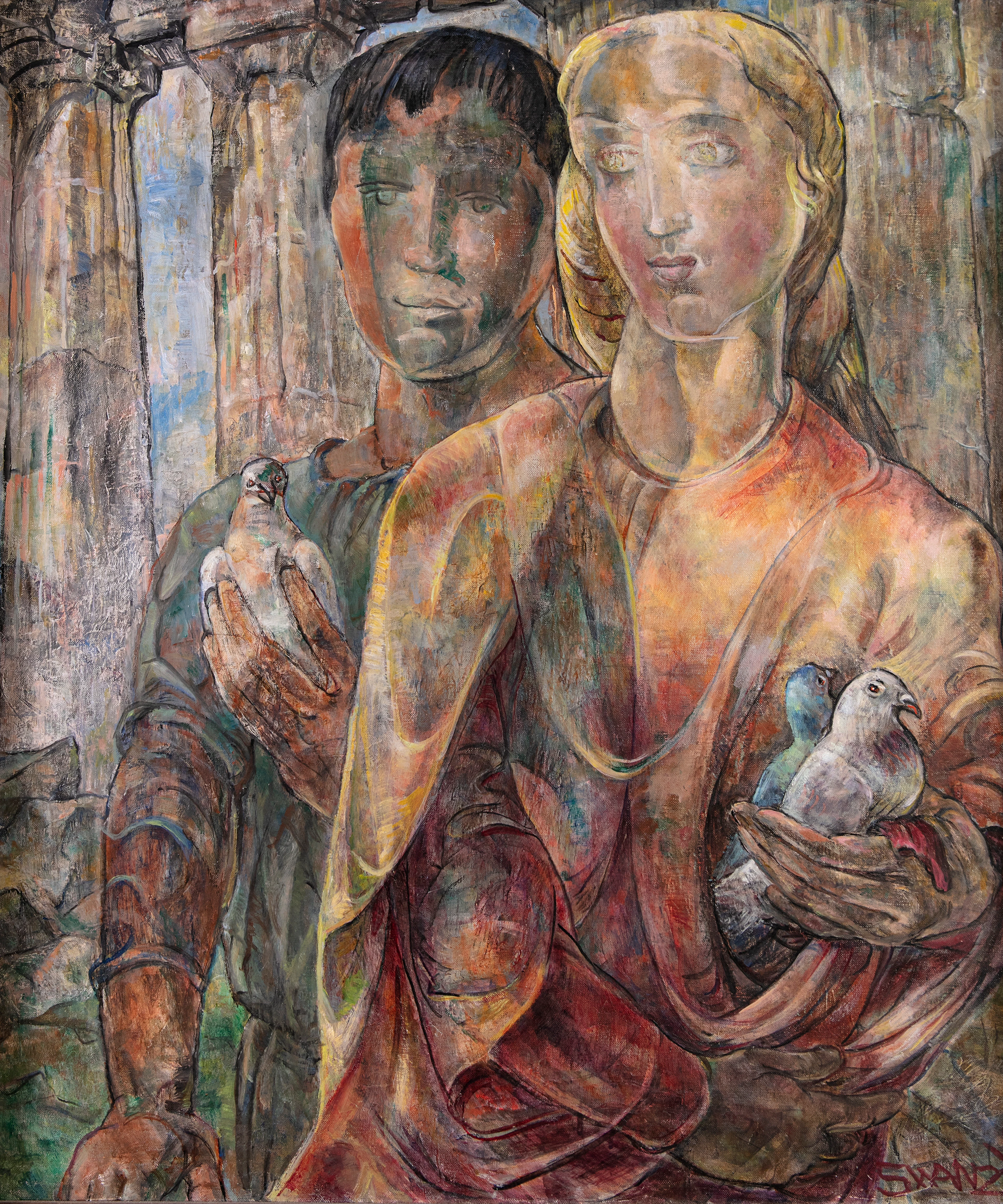 Mary Swanzy HRHA (1882-1978) The Temple Offering (1943) Oil on canvas