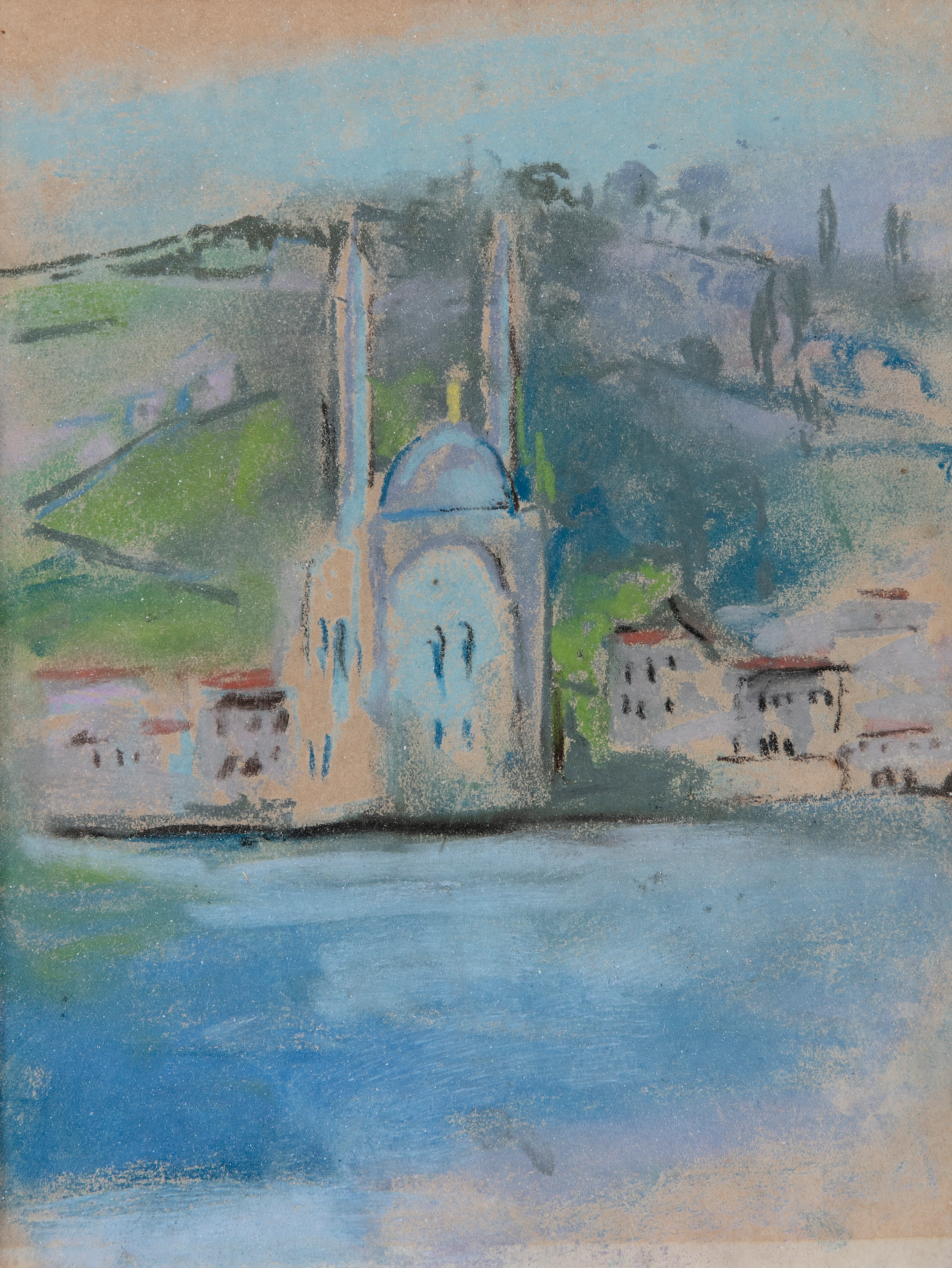 May Guinness RHA (1863-1955)  Kiosk on the Bosphorus  Pastel