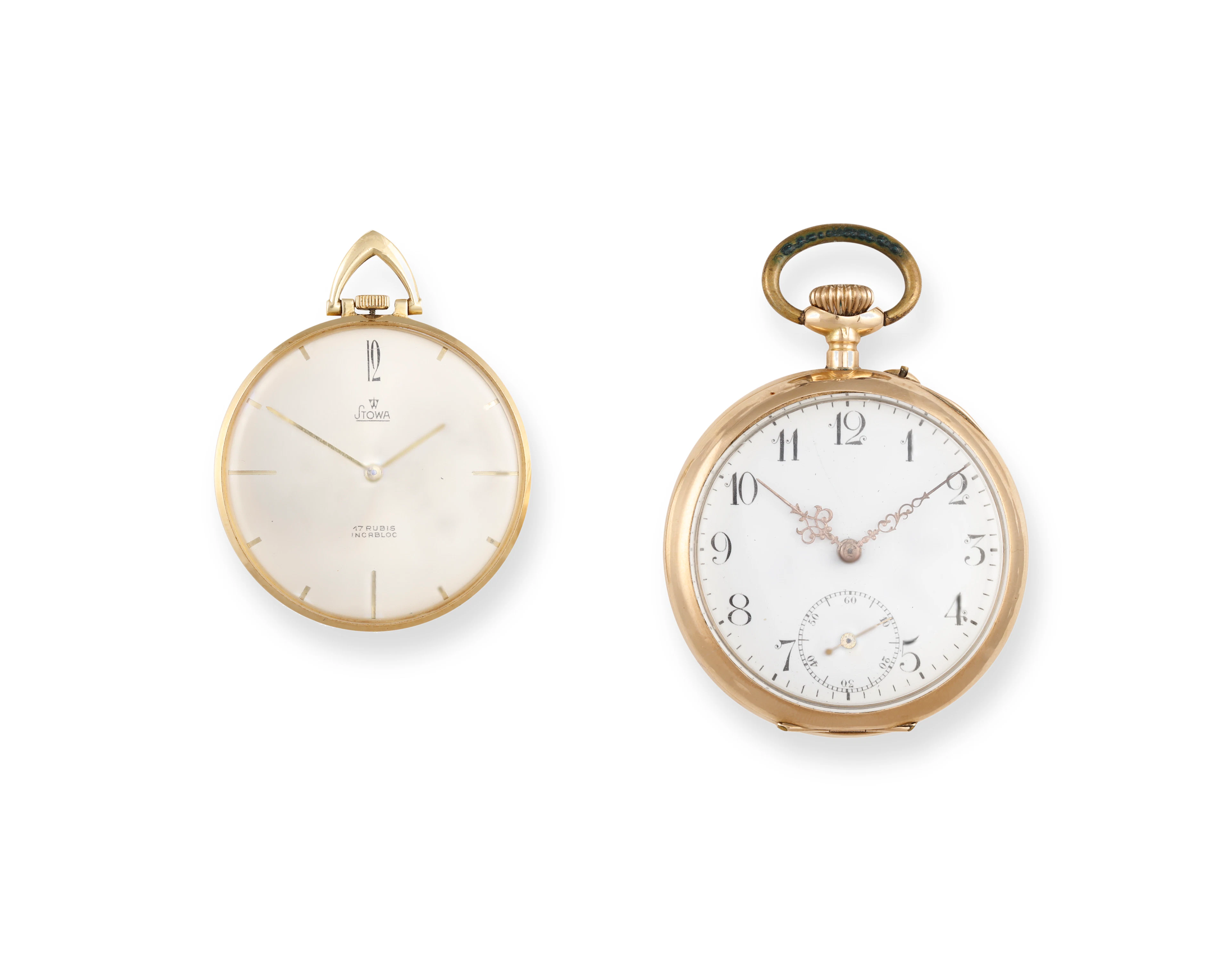 A FRENCH 14K GOLD OPEN FACE POCKET WATCH