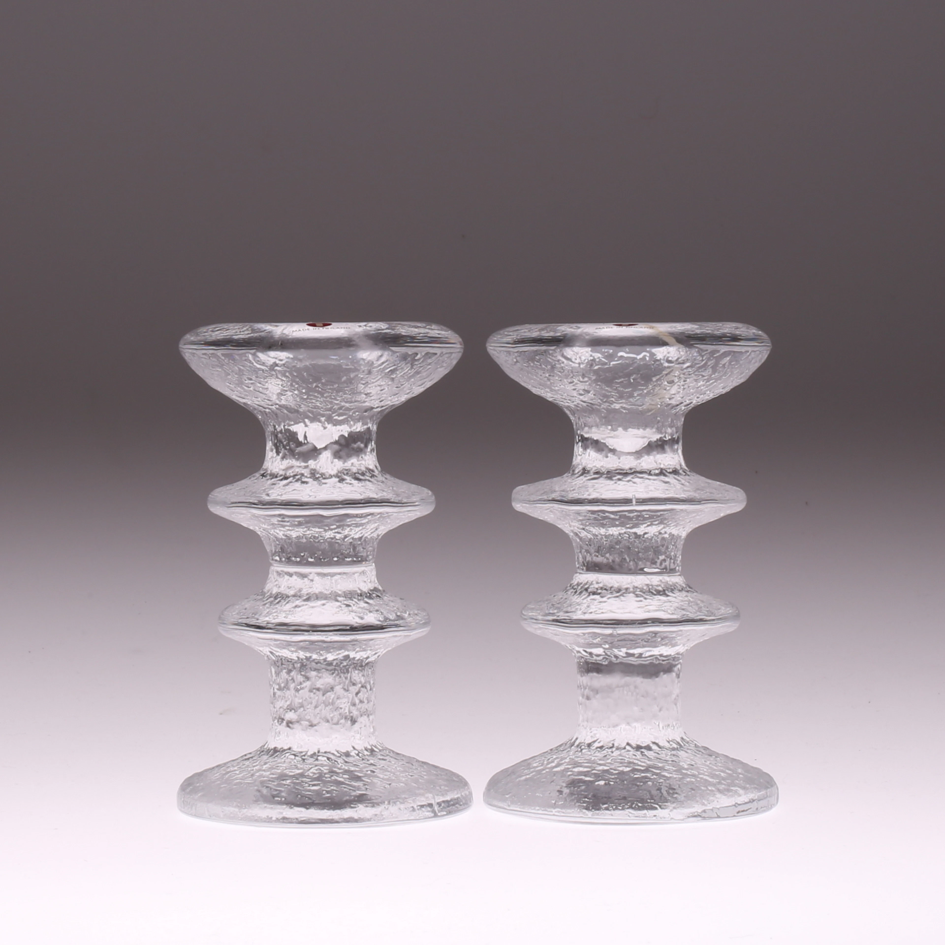 LJUSSTAKAR, ett par, glas, "Festivo", Timo Sarpeneva, Iittala, Finland.