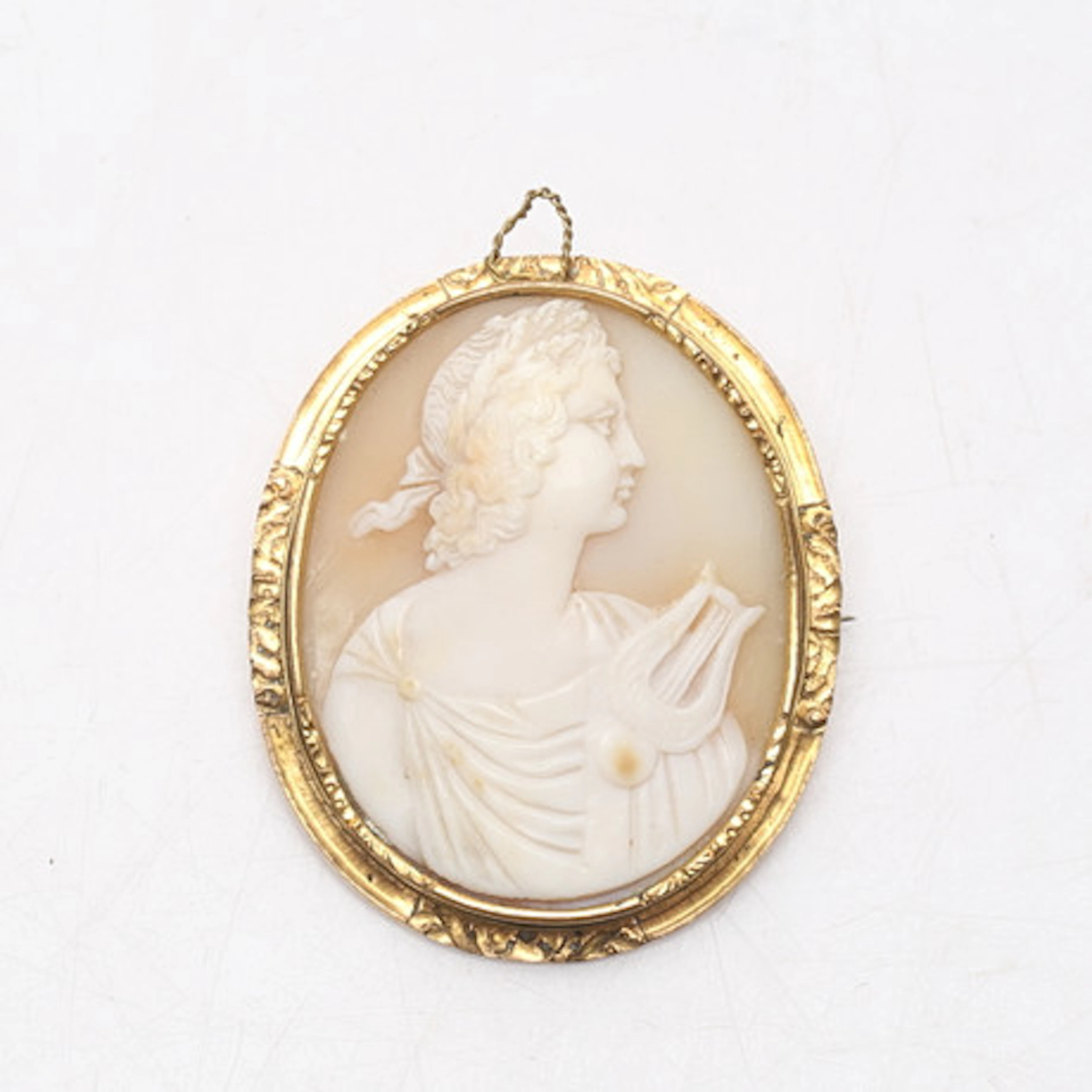 BROSCH/HÄNGE med Came, förgylld, 1800/1900…