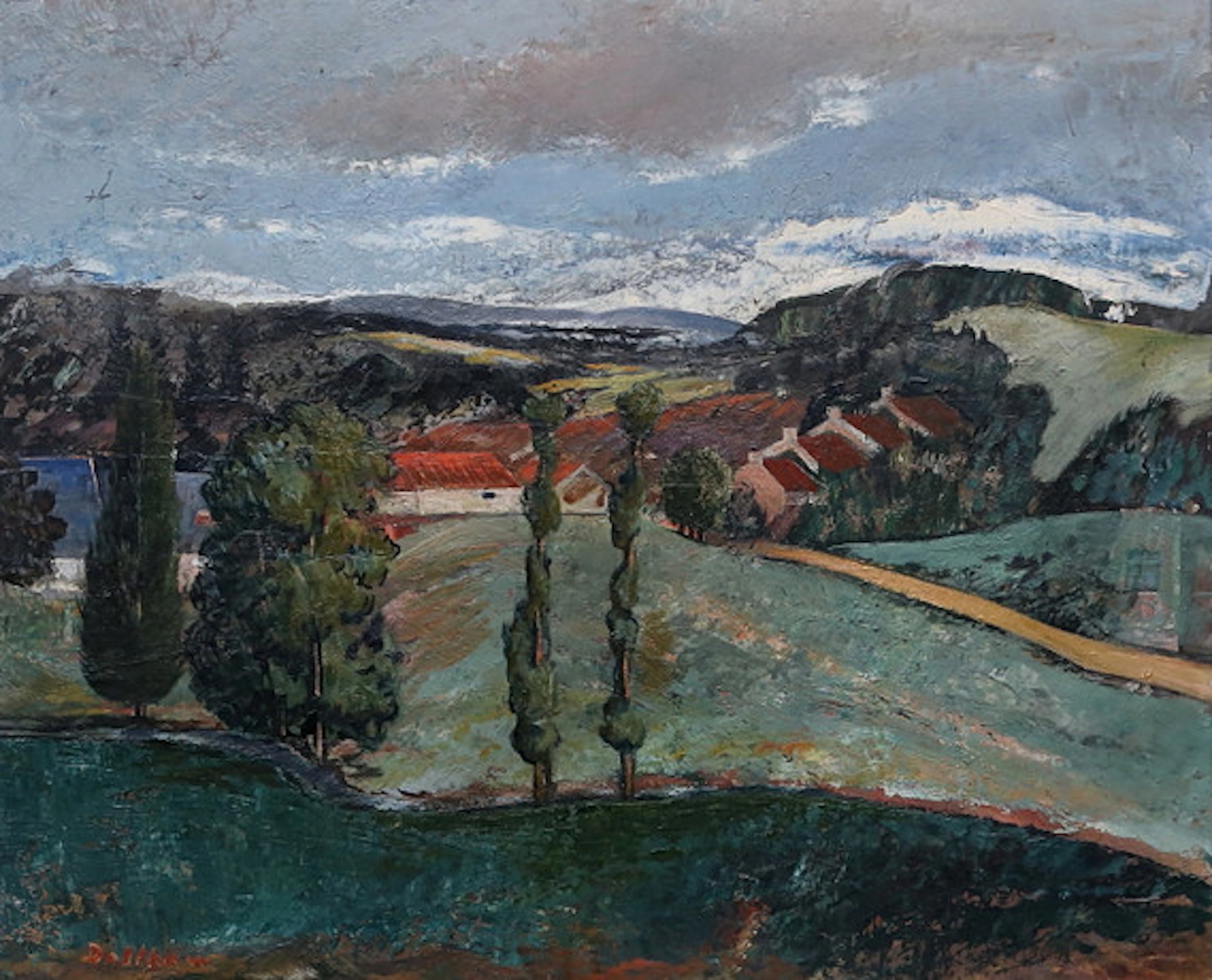 ERIC DETTHOW. Landskap. Olja på pannå, sig…
