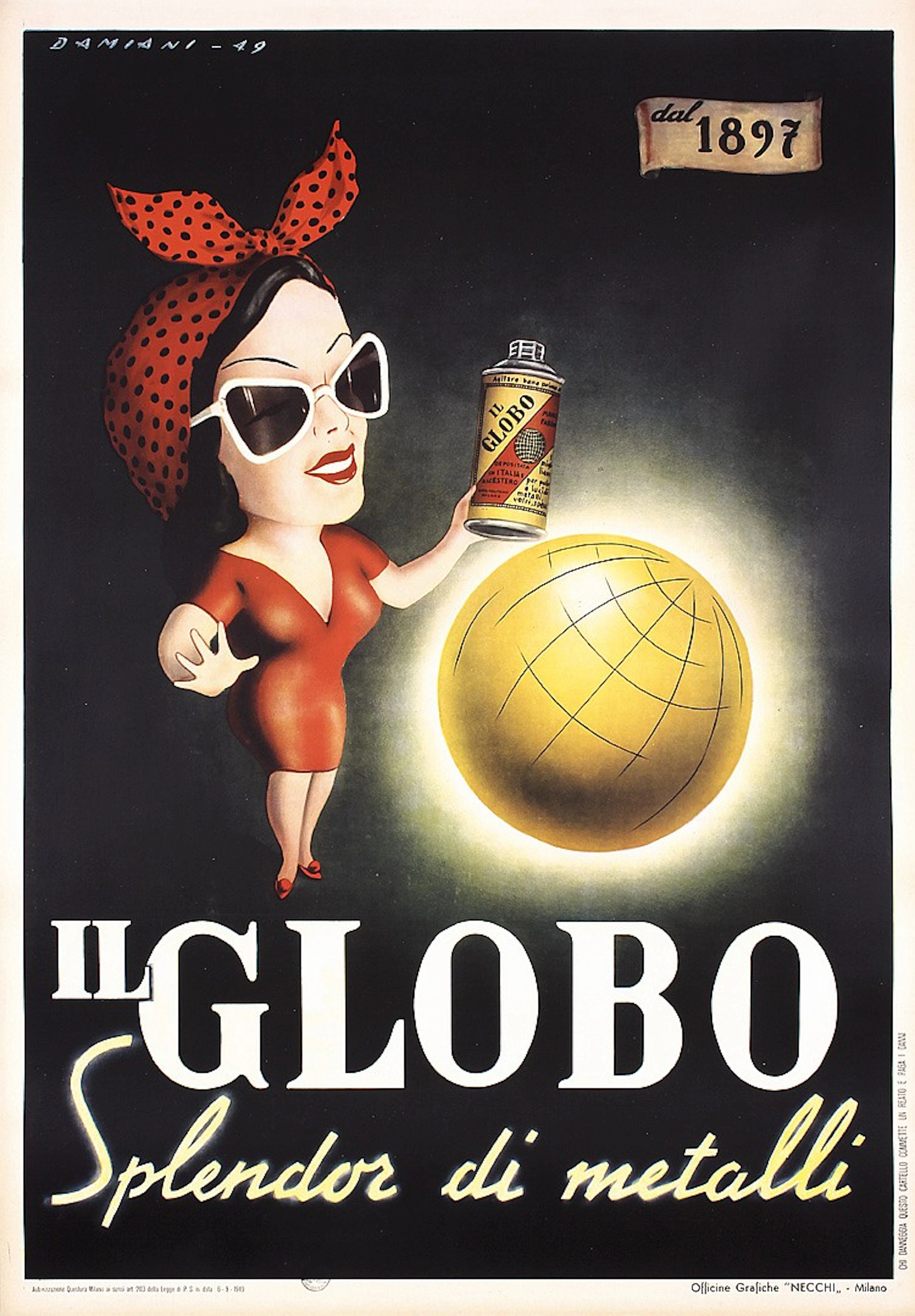 Funny Original 1940s Italian Advertising Poster Globo