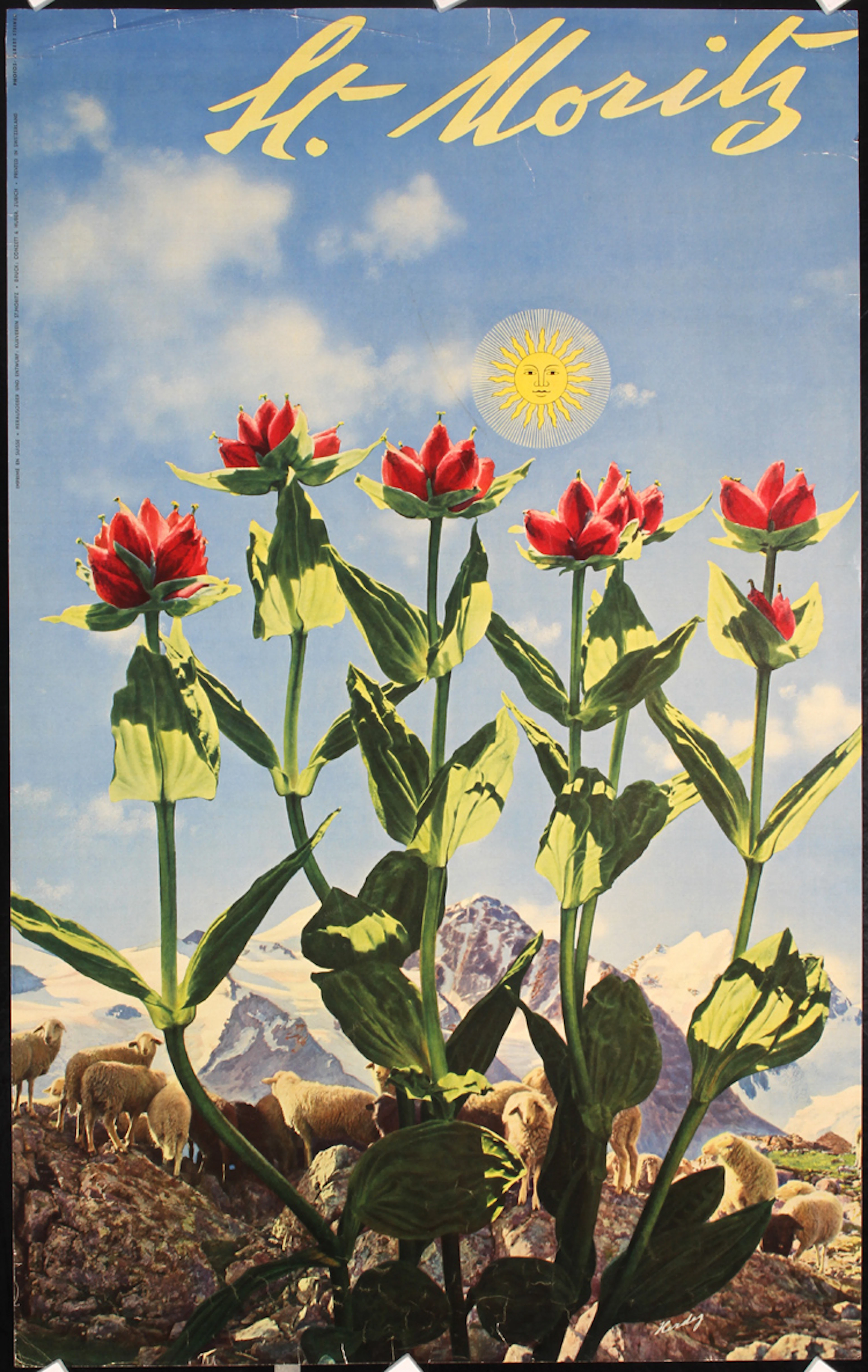 Original Vintage 1930s St. Moritz Travel Poster HERDEG