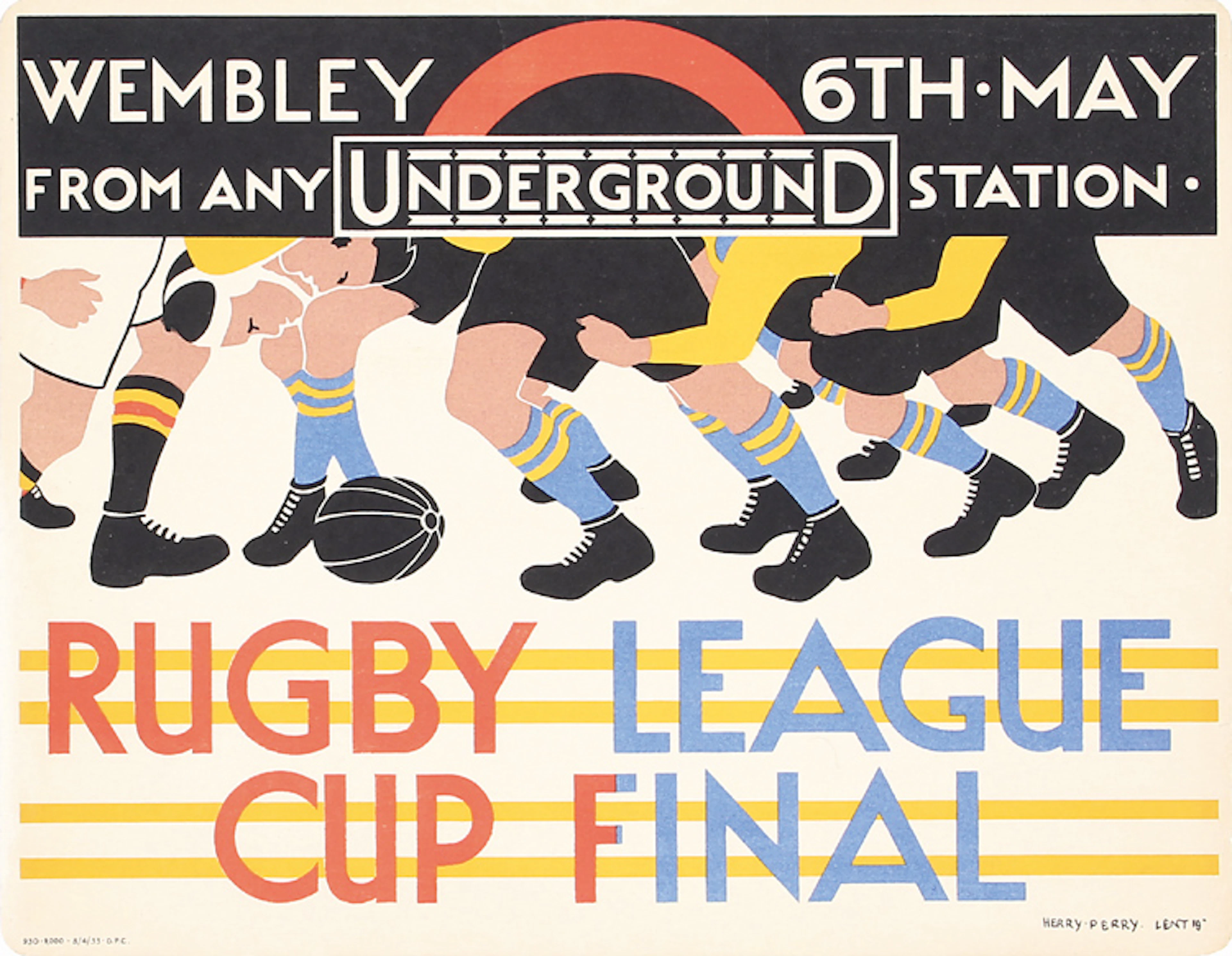 RARE Original 1930s UK Rugby Wembley Underground Poster