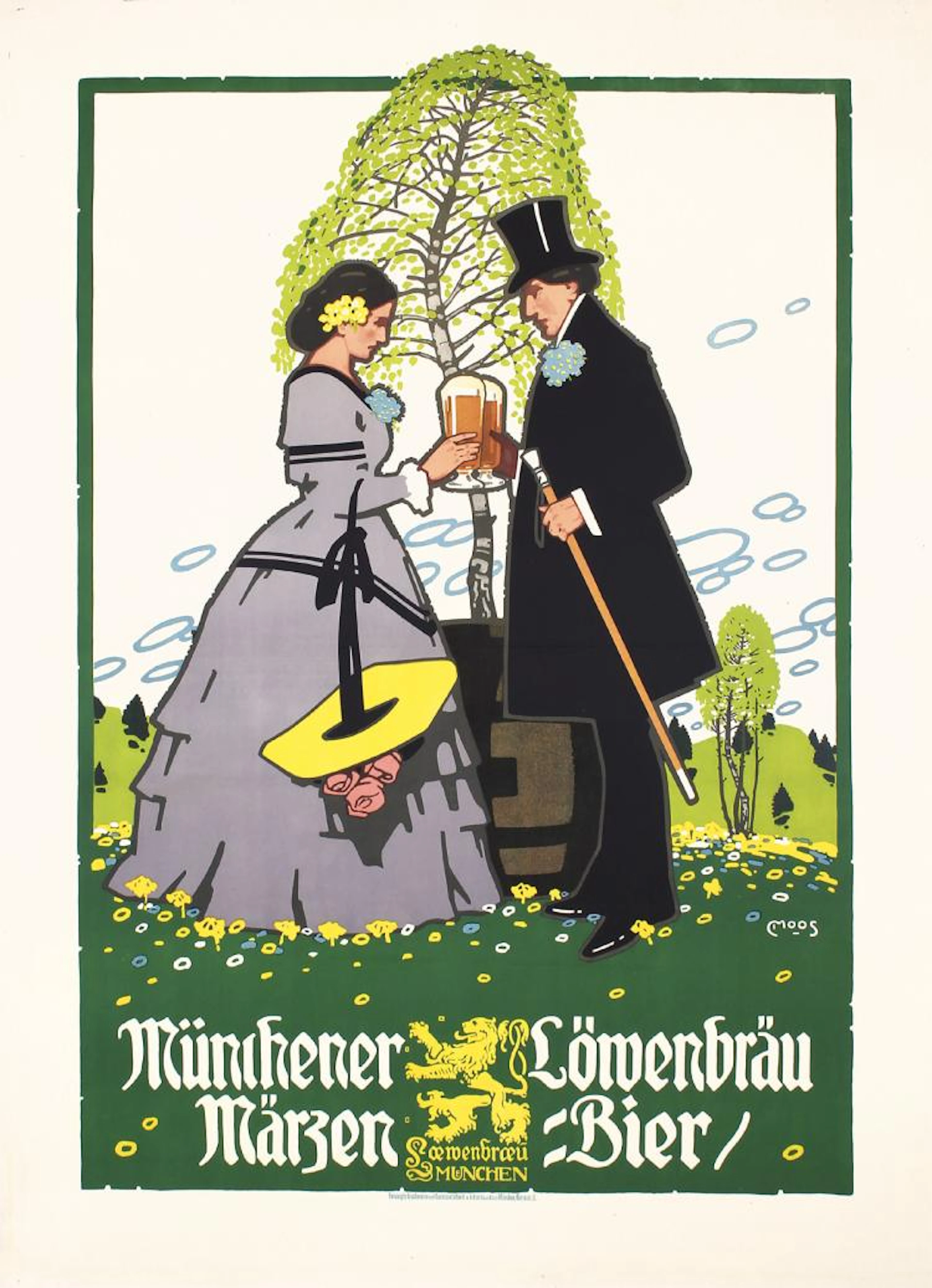 Rare Original Vintage CARL MOOS Lowenbrau Beer Poster