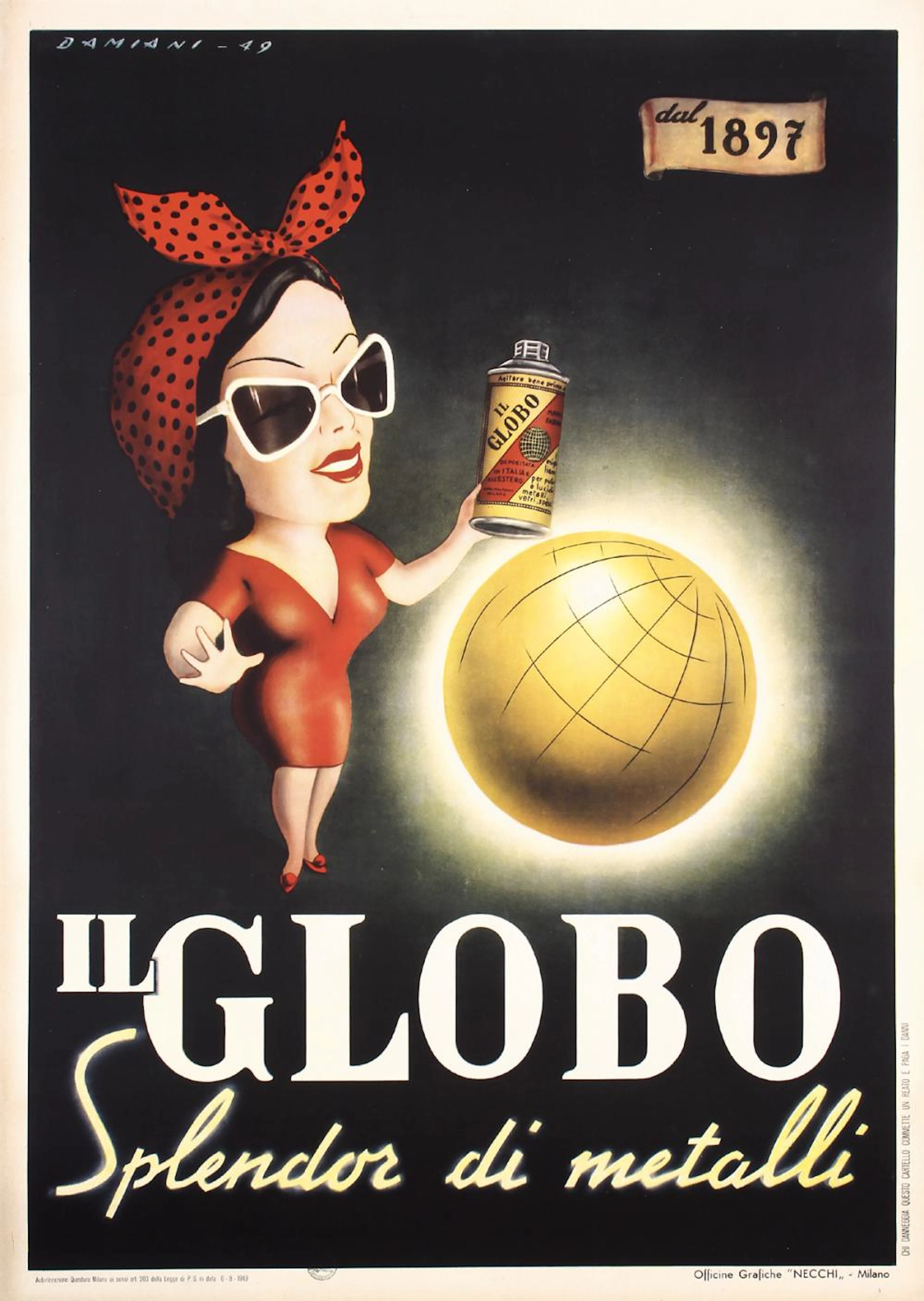 Original Vintage 1940s Italian Advertising Poster Globo