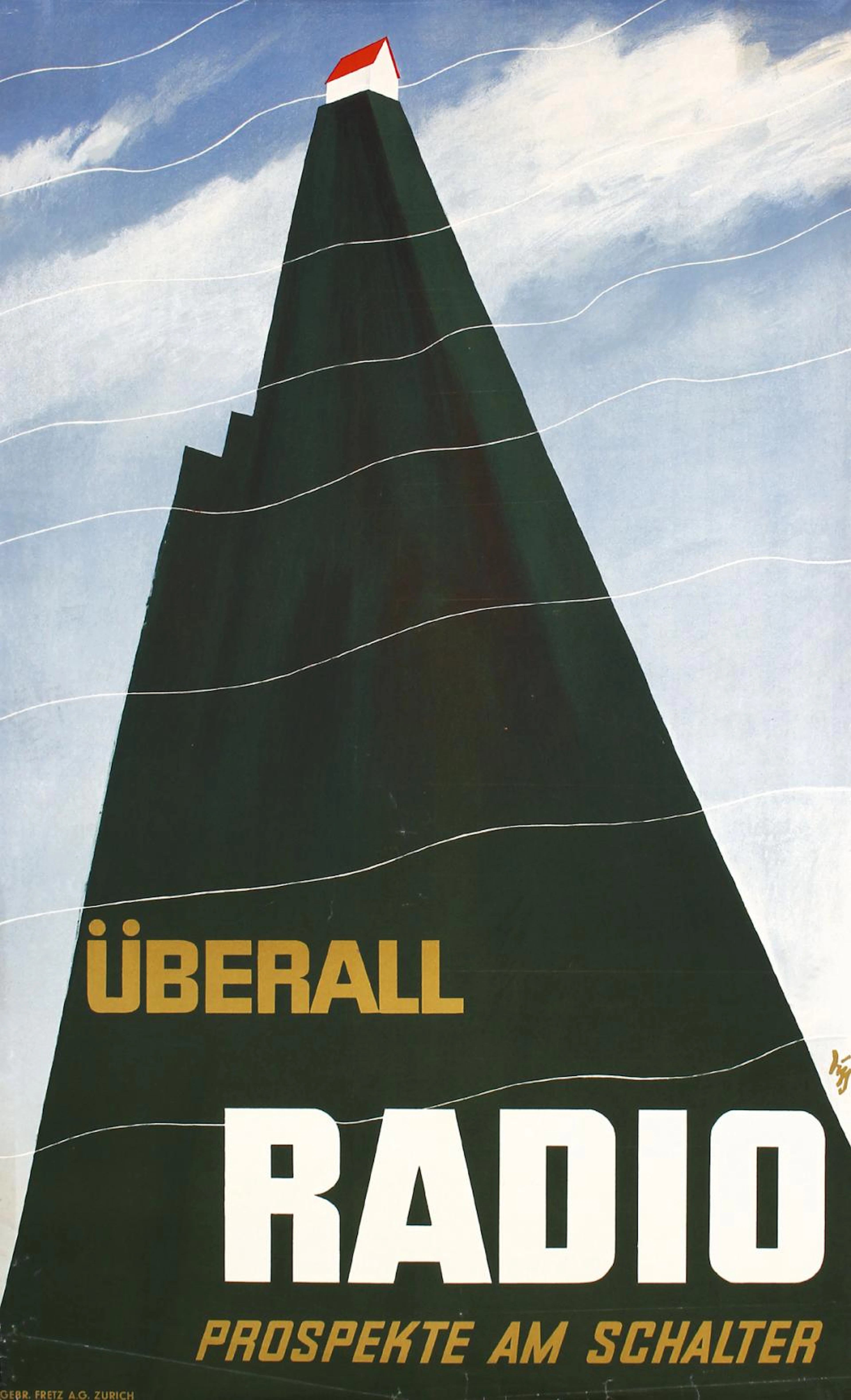Original Vintage 1930s Swiss Radio Poster Diggelmann