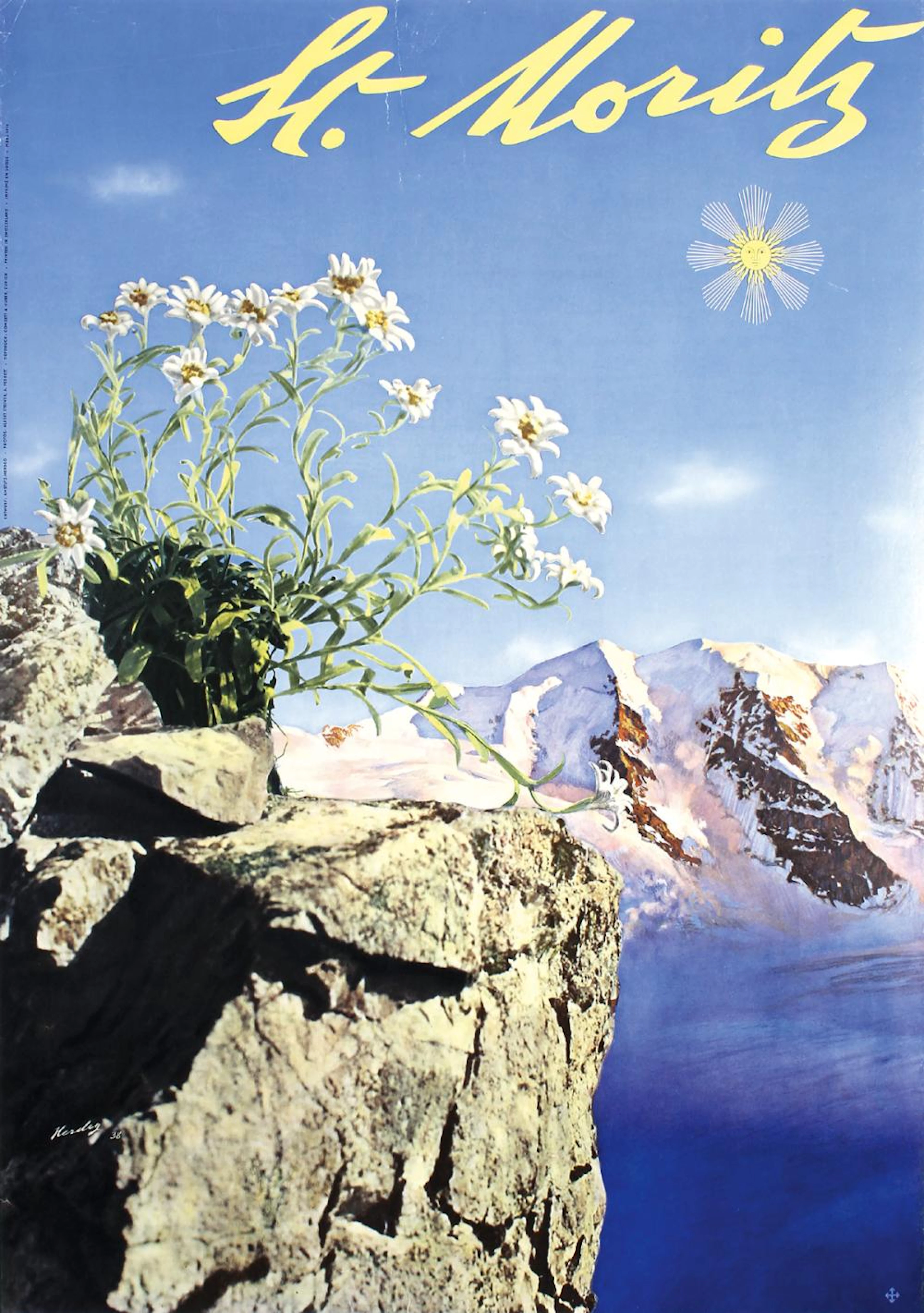 Original Vintage 1930s St. Moritz Travel Poster HERDEG