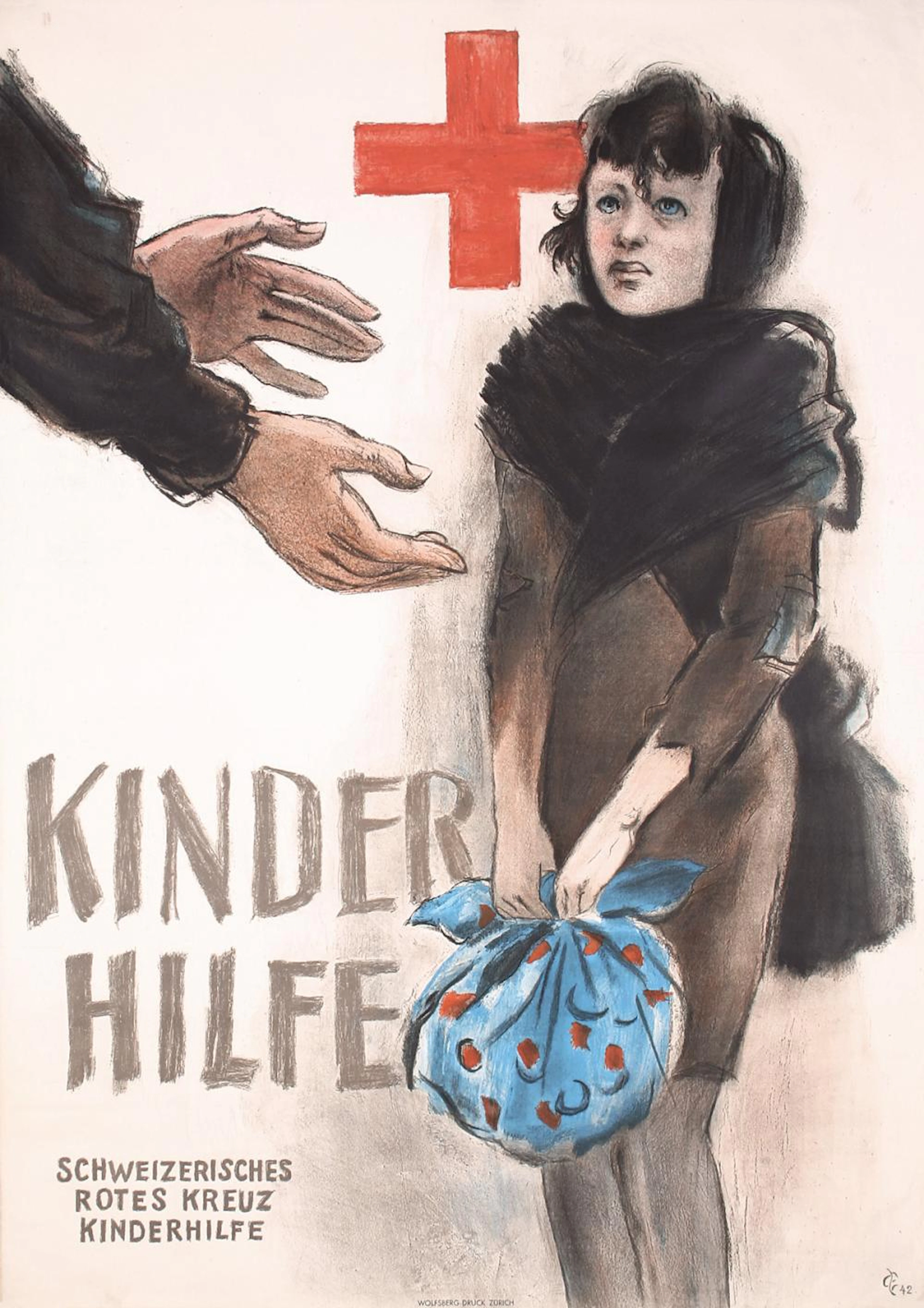 Original Vintage 1940s Swiss Red Cross Poster Laubi