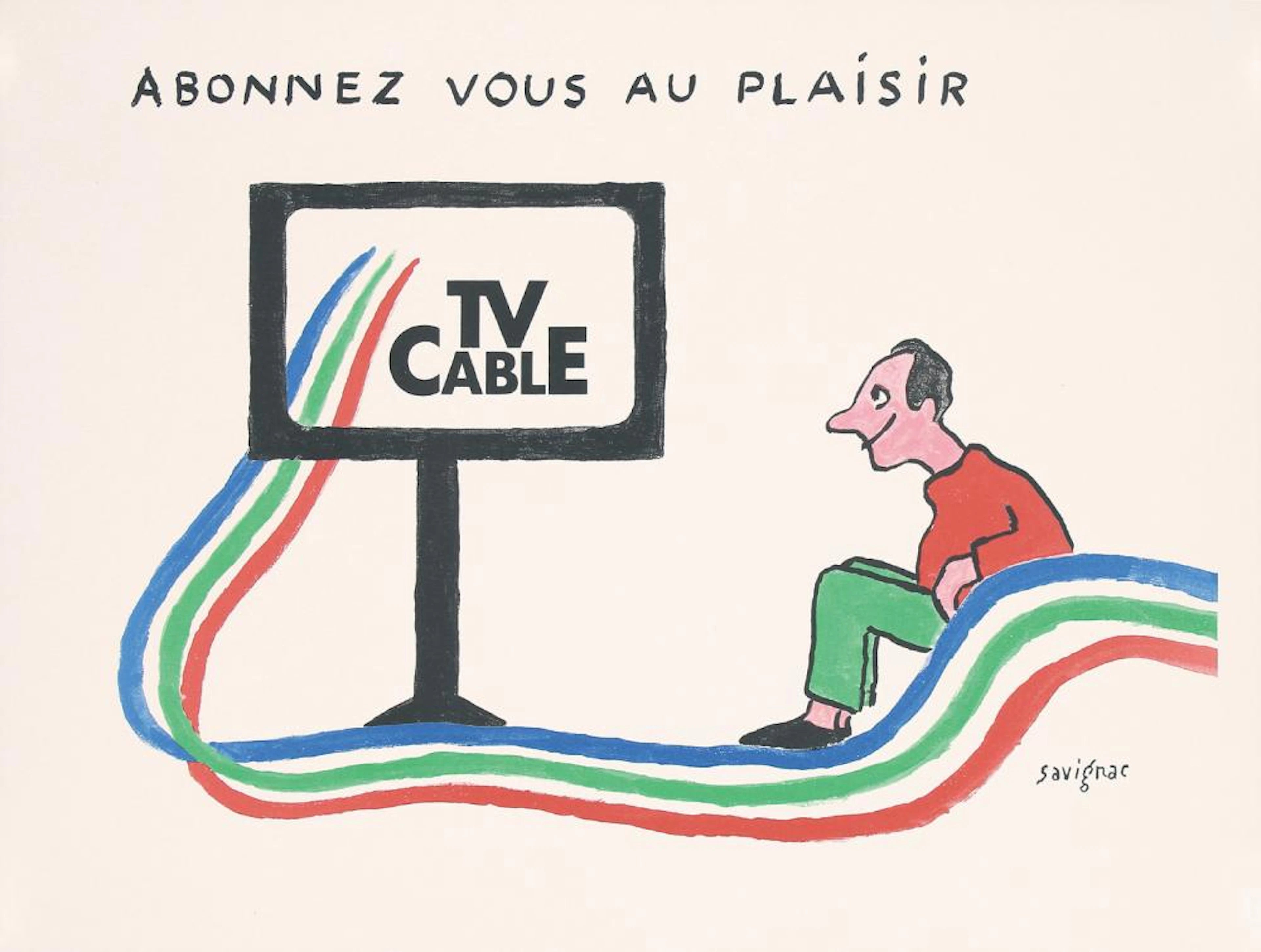 Original RAYMOND SAVIGNAC French CABLE TV Poster