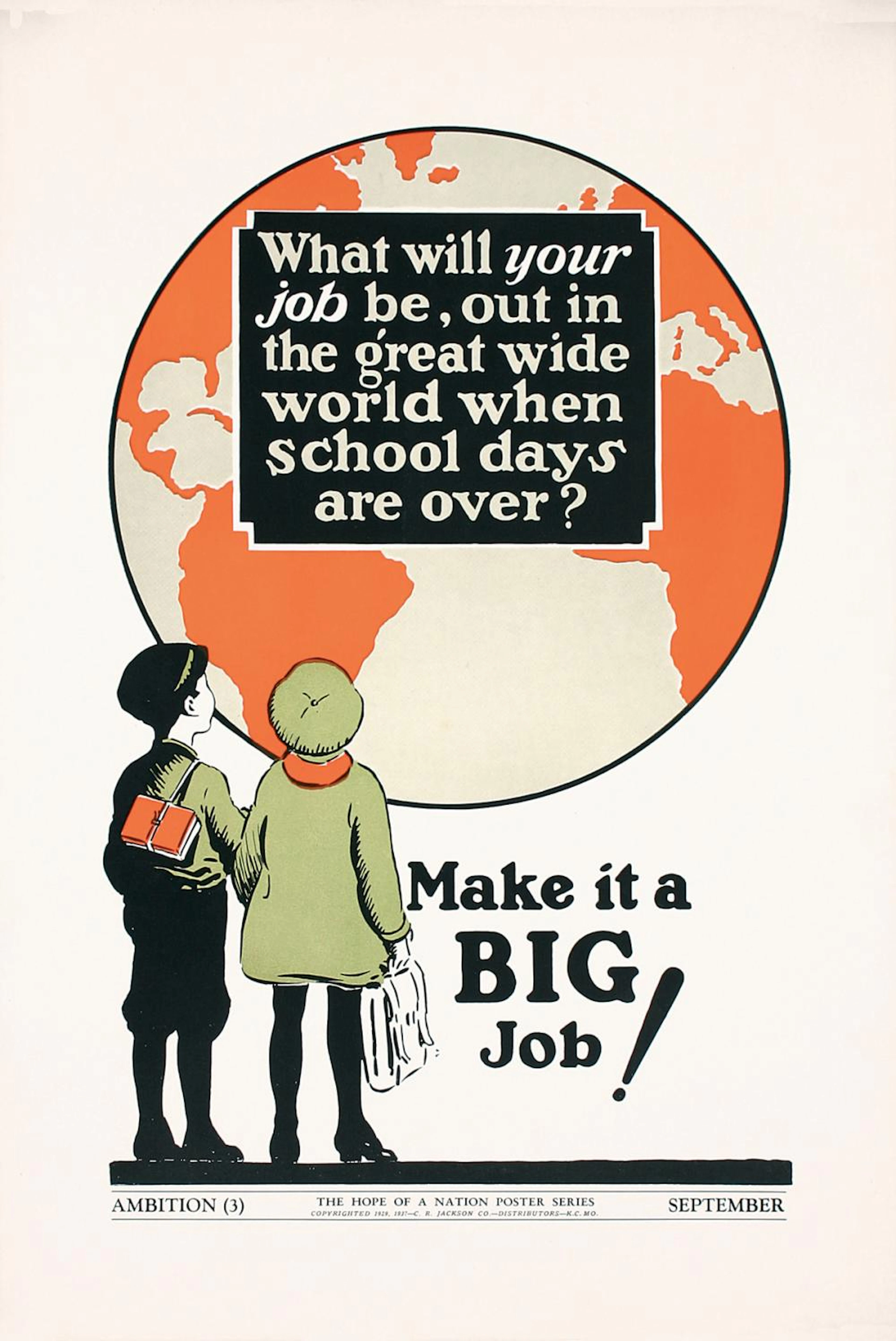 Original 1930s Motivational Poster Job in World Childre