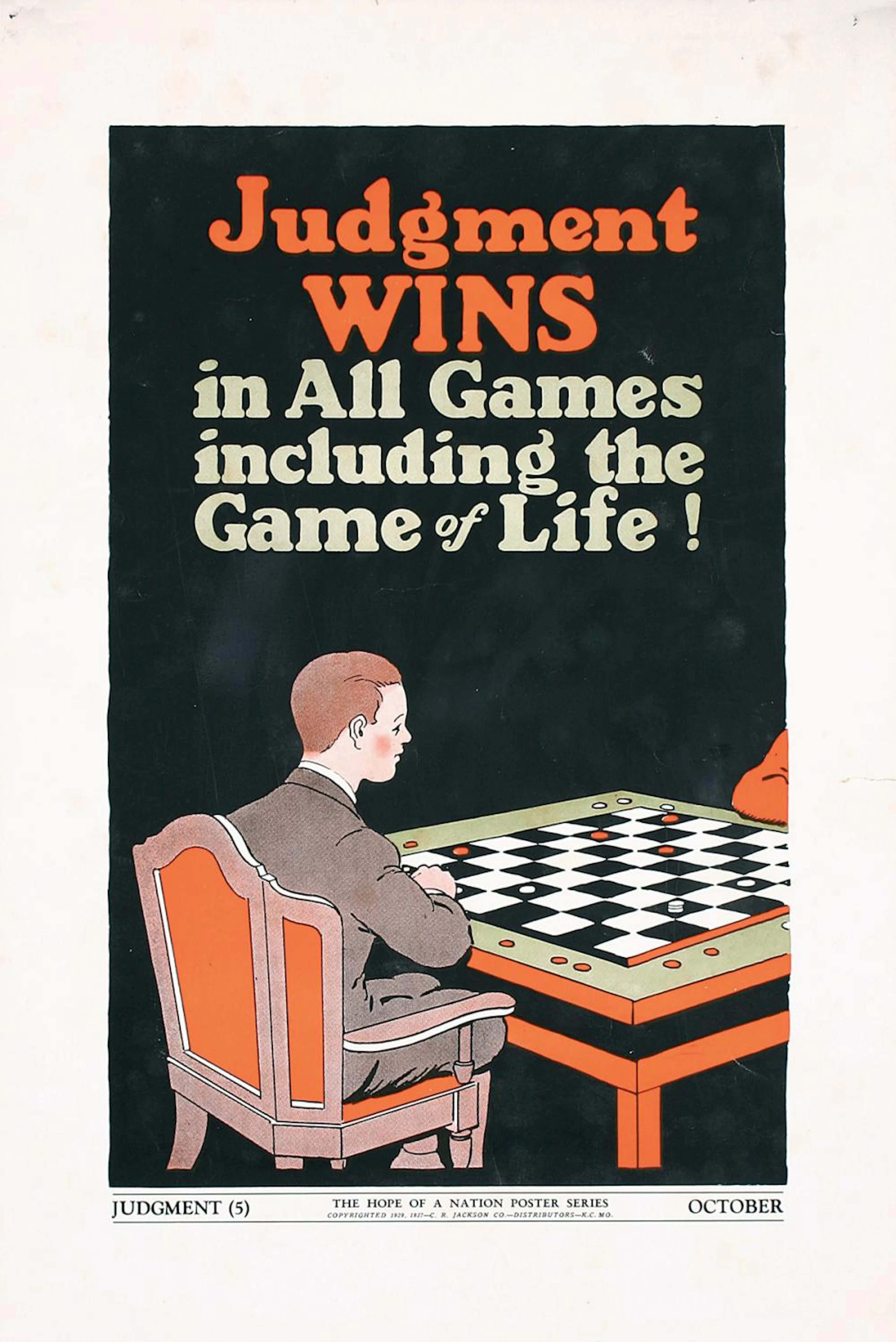 Original 1930s Motivational Poster Judgment Chess Game