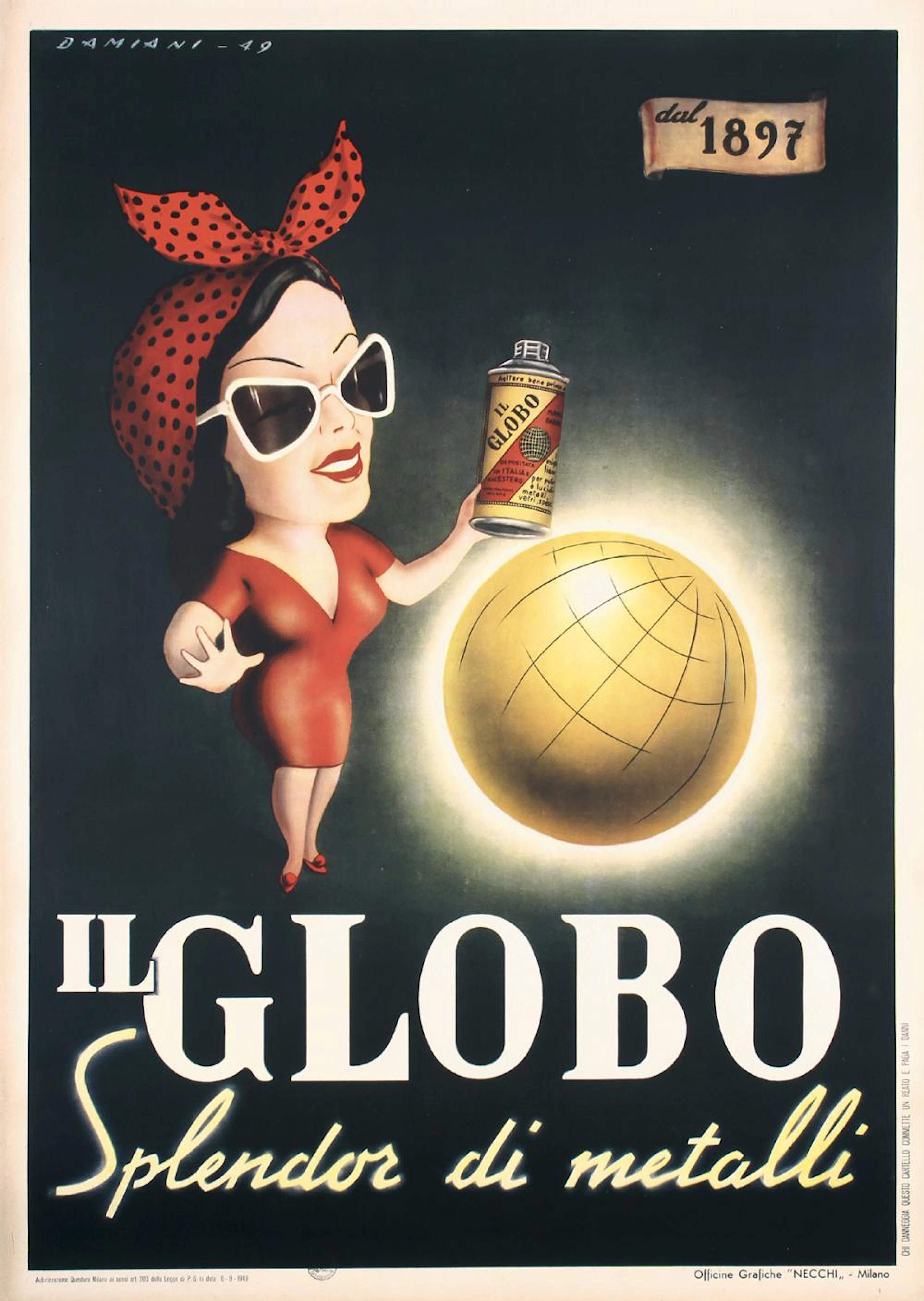 Original Vintage 1940s Italian Advertising Poster Globo