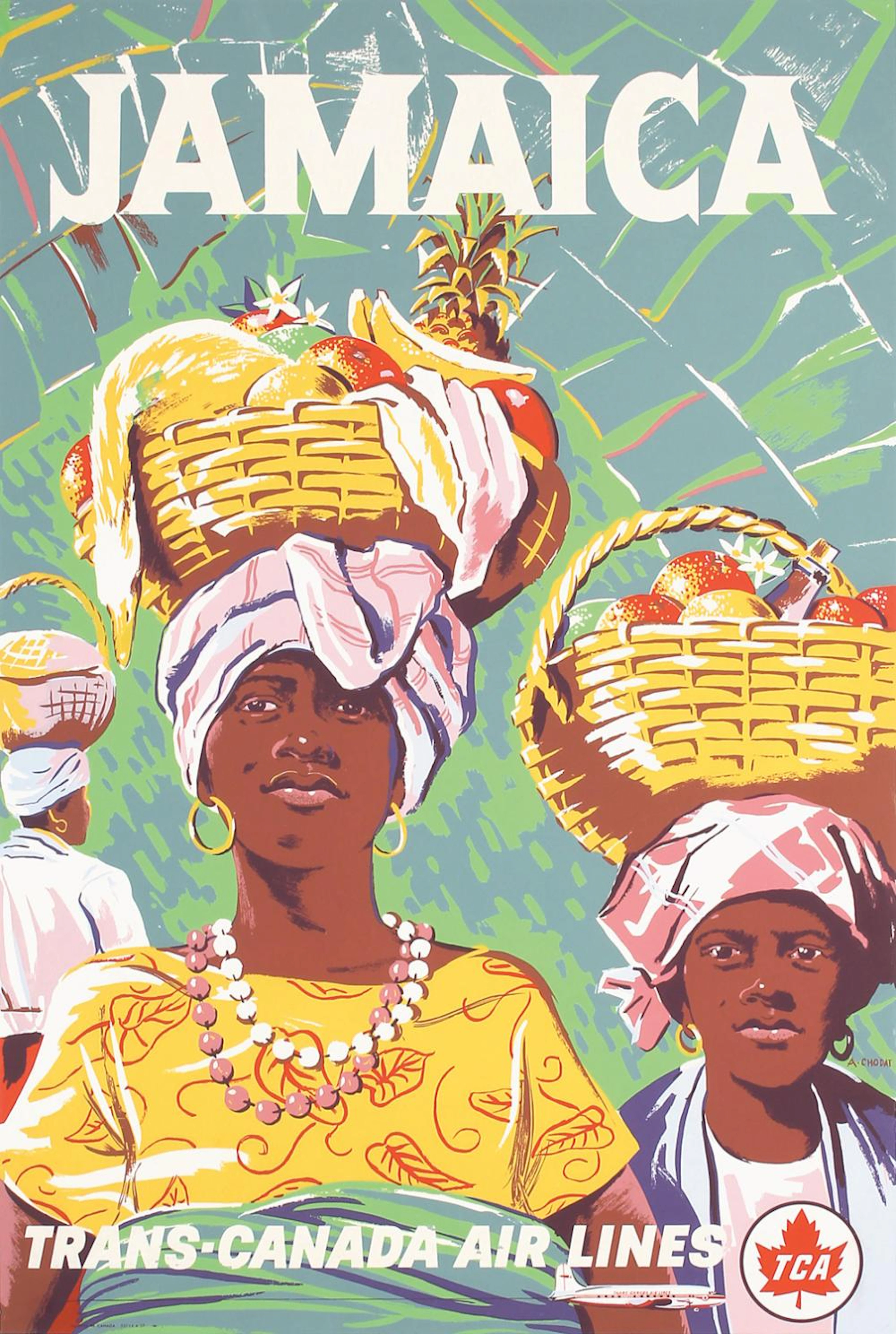 Original 1950s Canadian Airlines Travel Poster JAMAICA