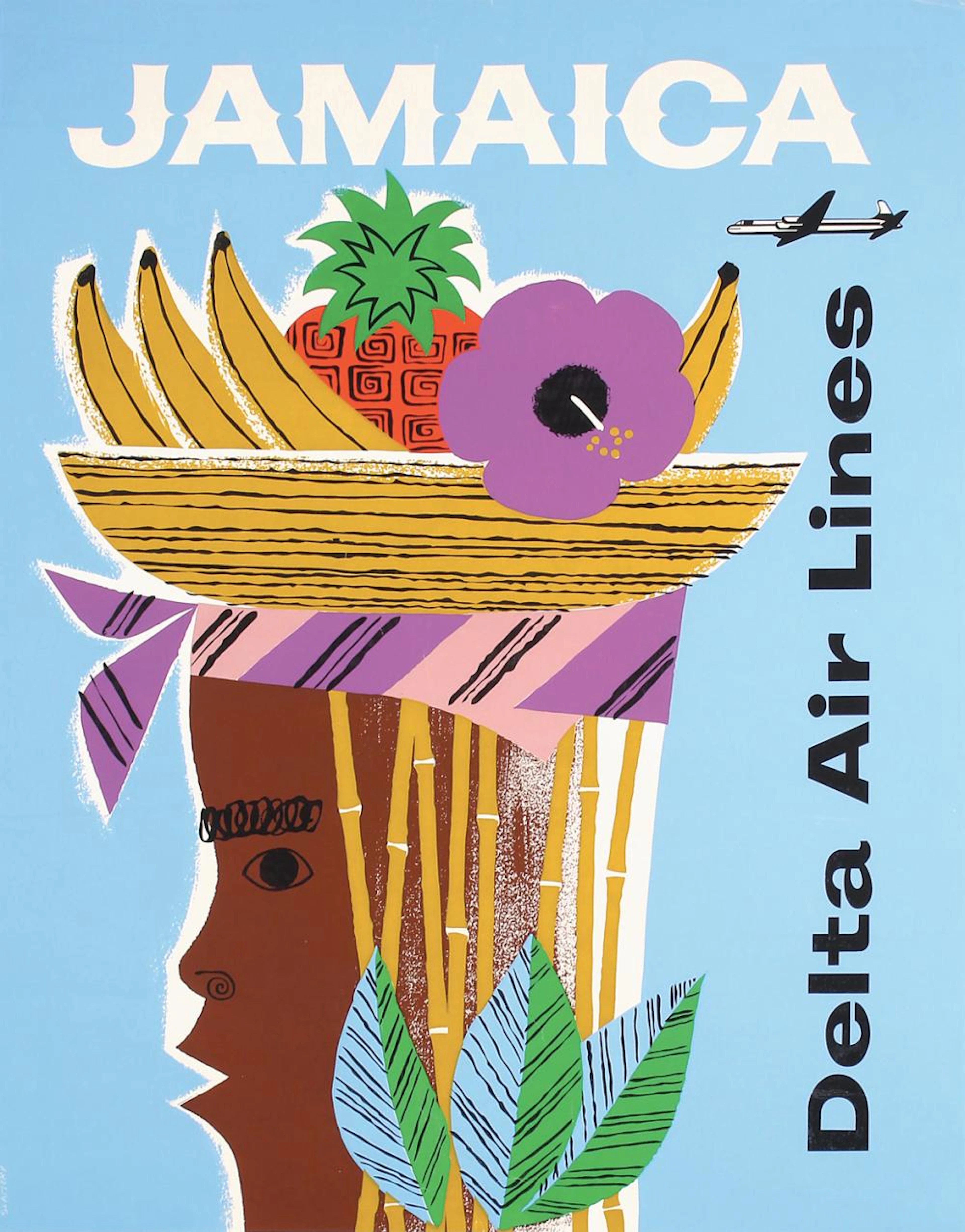Original Vintage 1950/60s Delta Travel Poster Jamaica
