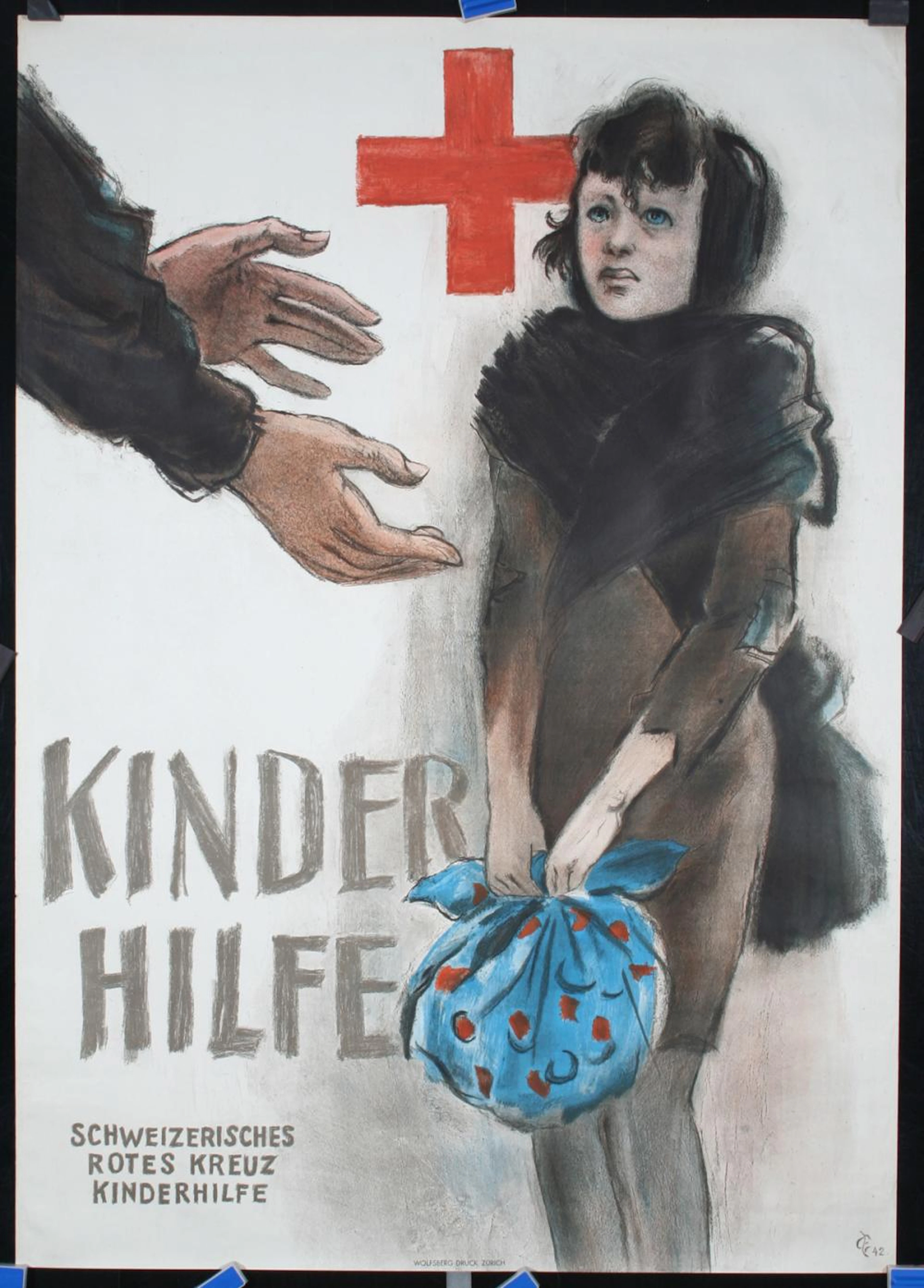 Original Swiss World War II Red Cross Posters LAUBI Art
