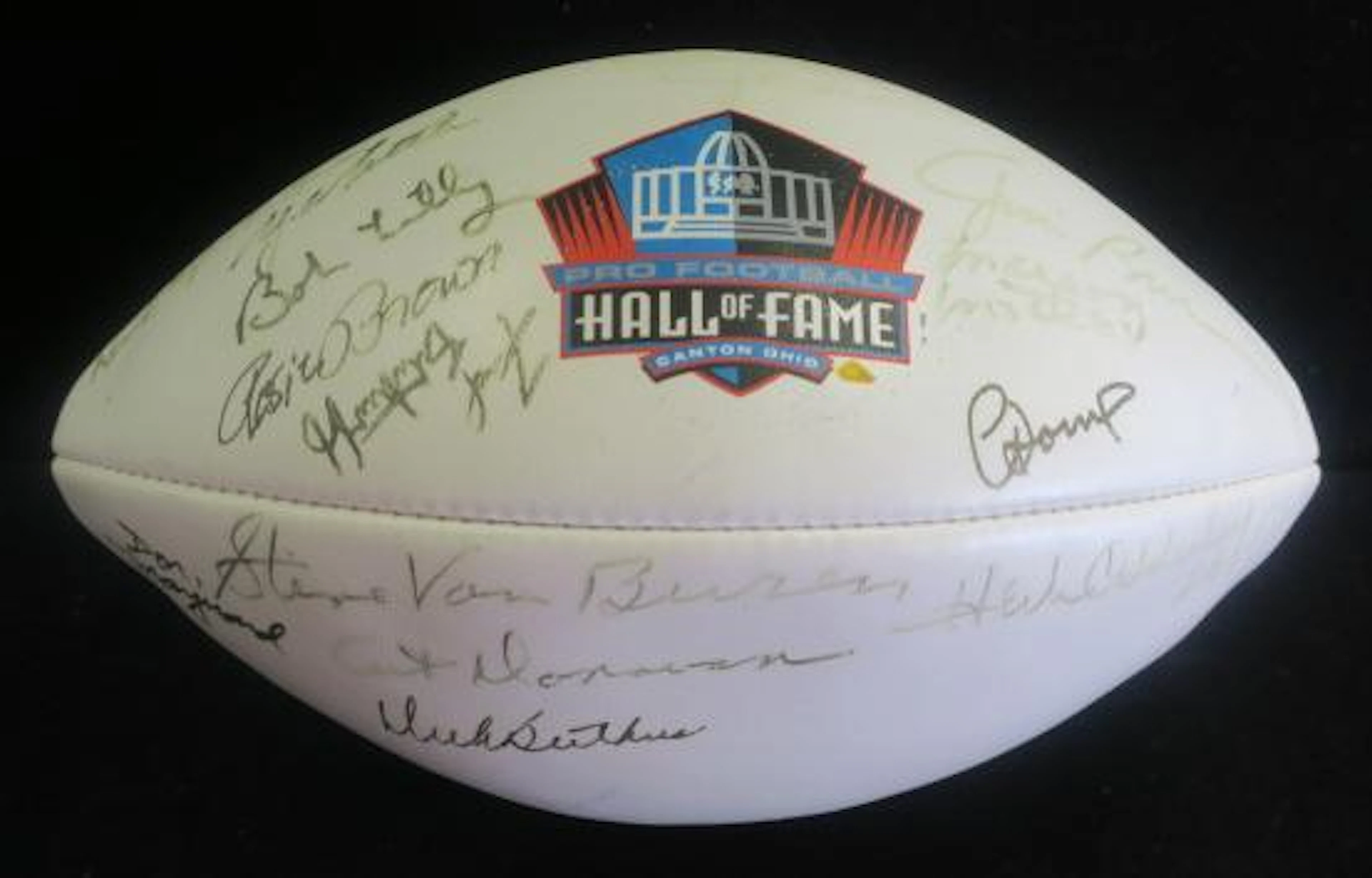 Football with Autographs of Hall of Fame NFL Stars: