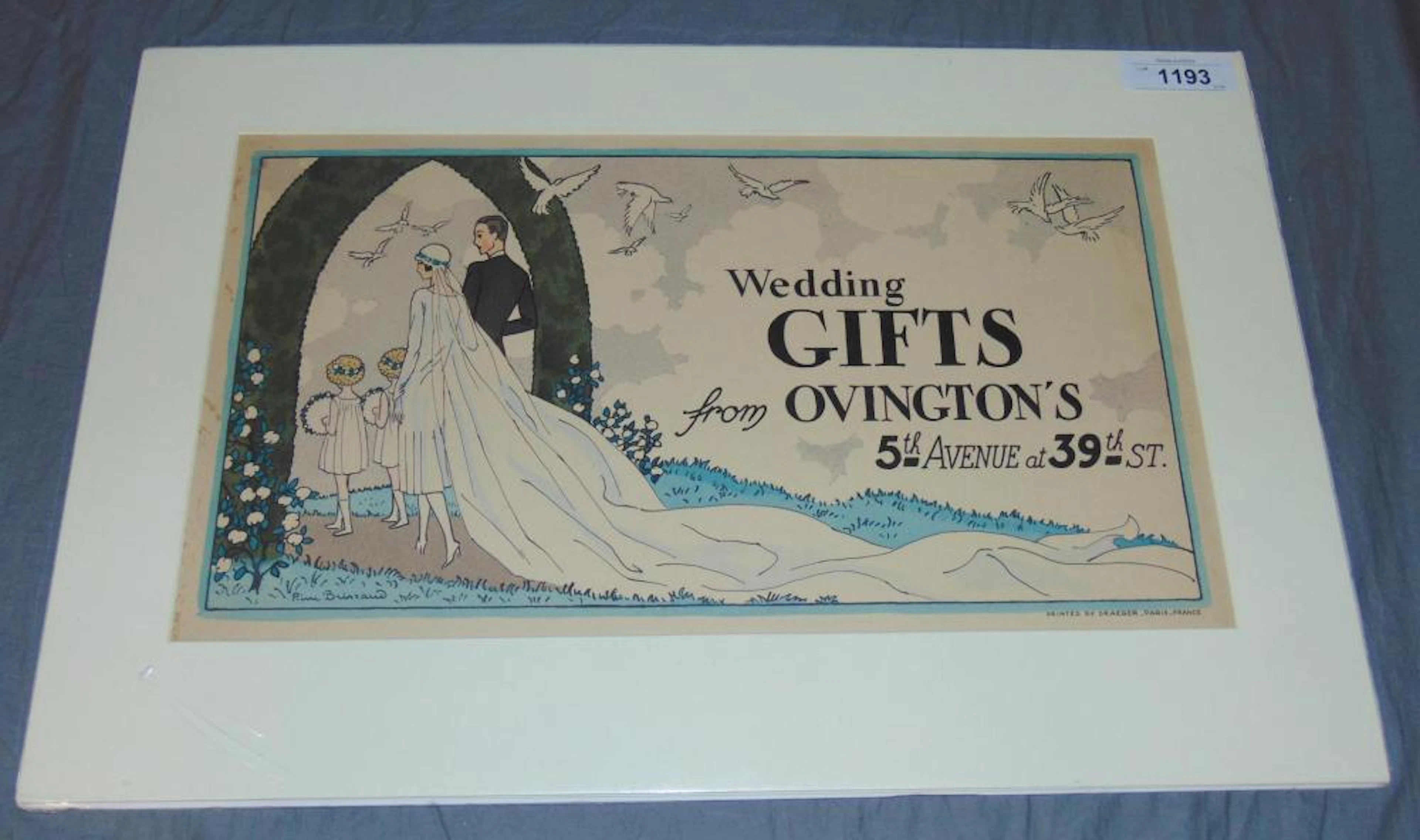 1920's Ovington's Gift Shop Cardboard Ad