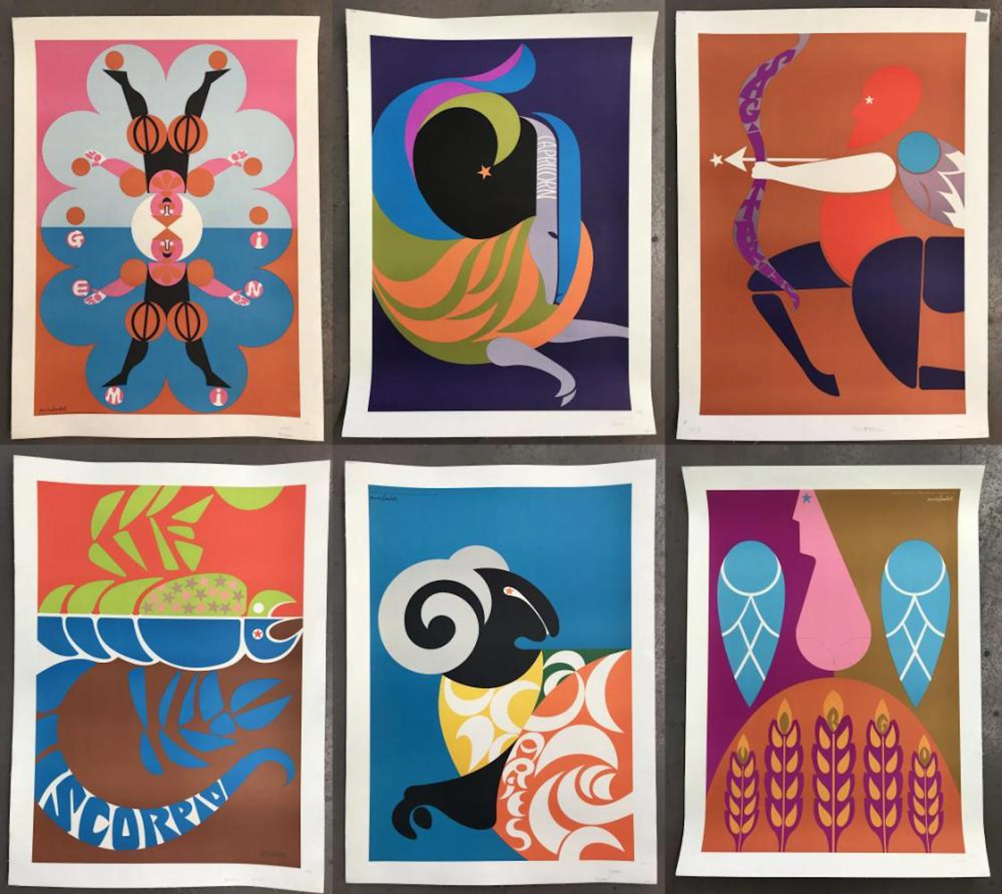 1969 Simboli Zodiac Posters, Lot of 6