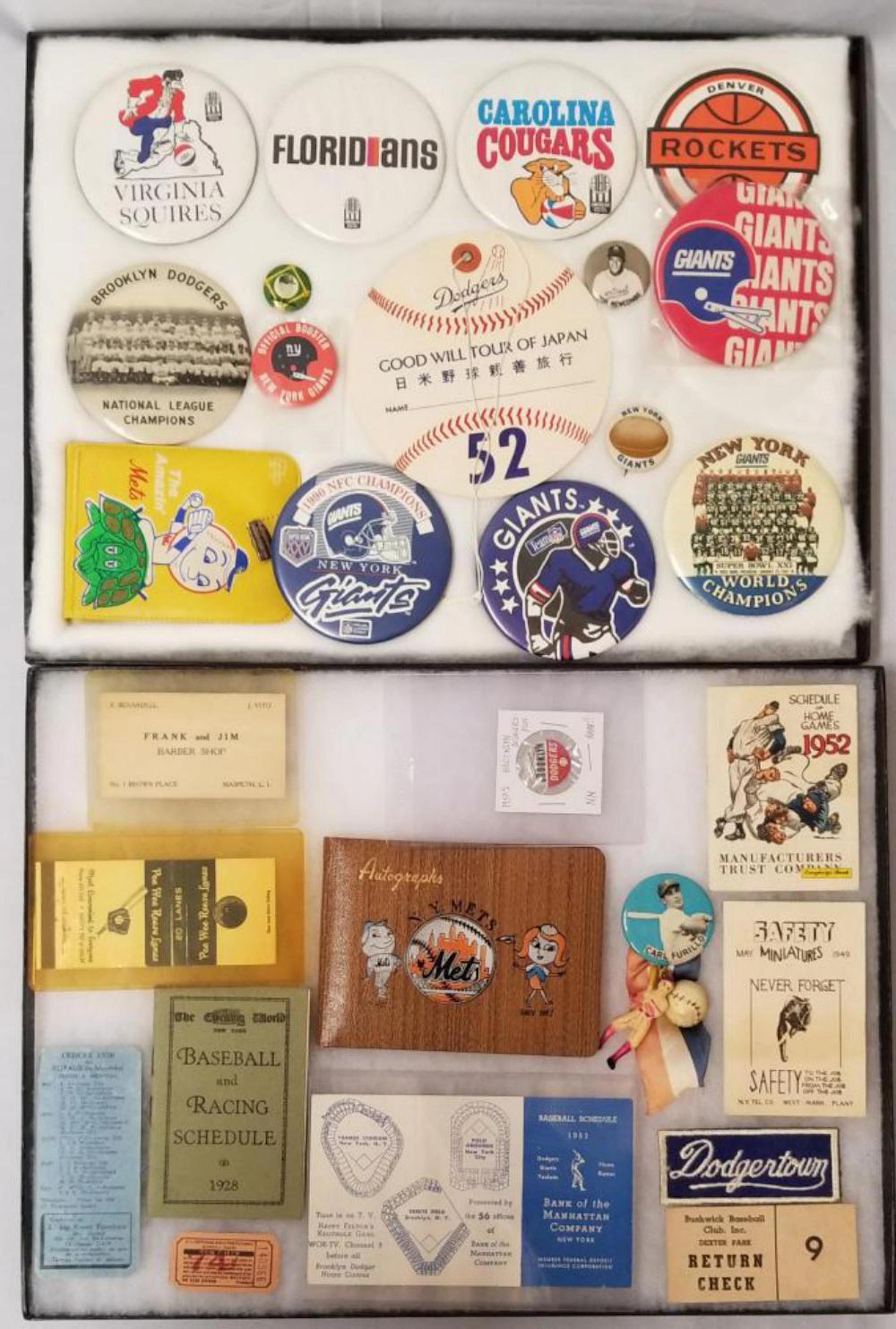 ew York Baseball, Football and ABA Tray Lots