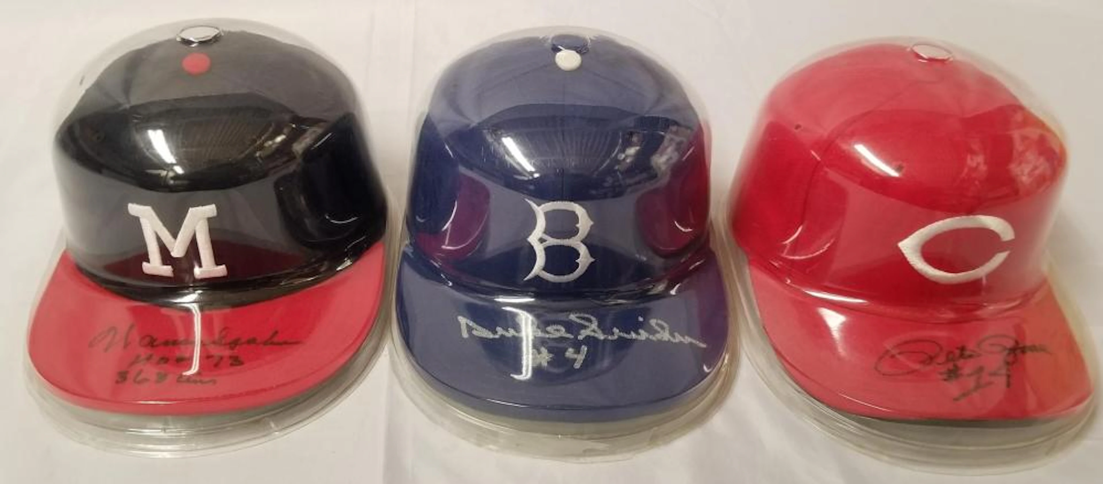(3) Signed Baseball Hats, Rose, Snider, Spah