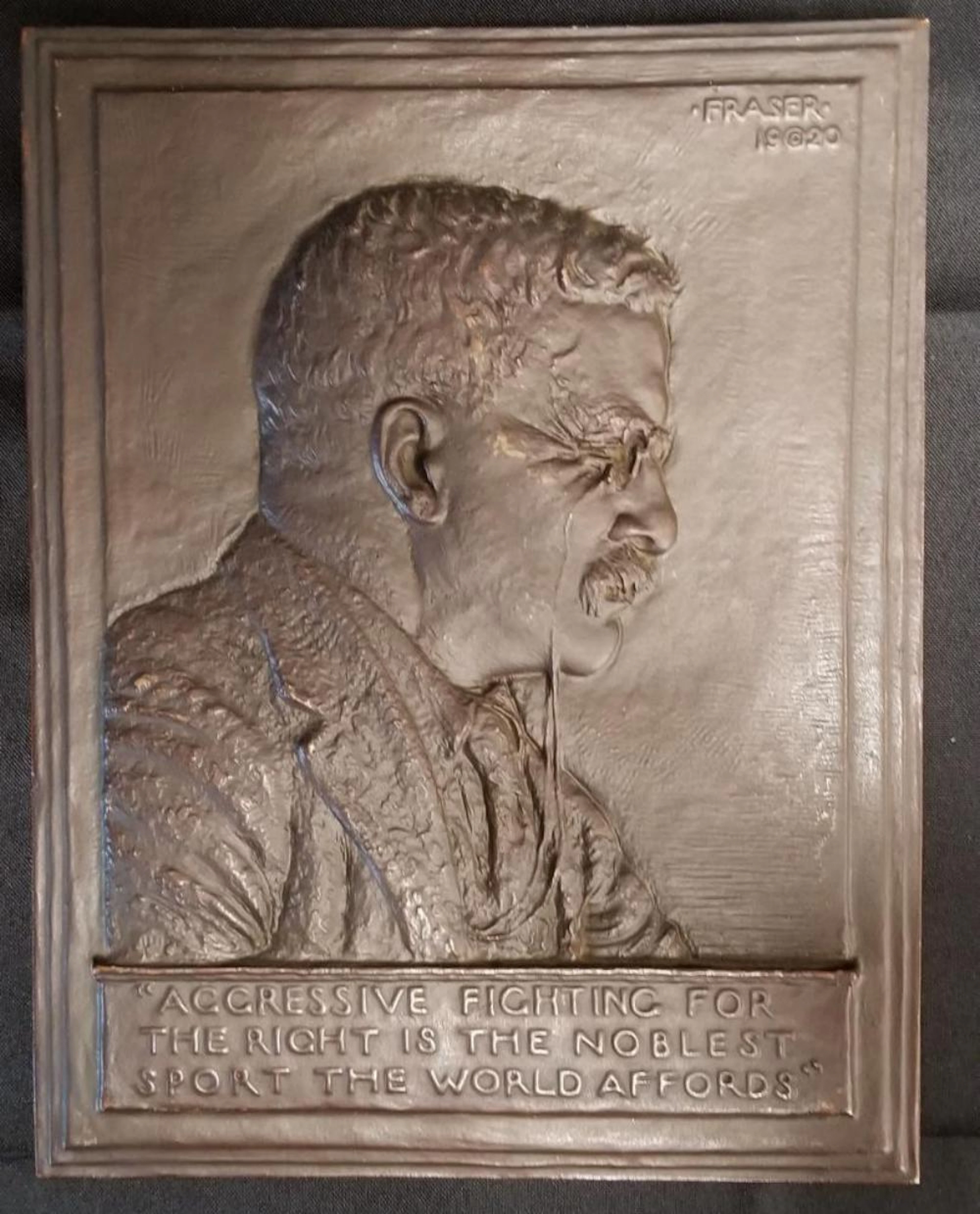 Theodore Roosevelt: Bronze Bas Relief Portrait