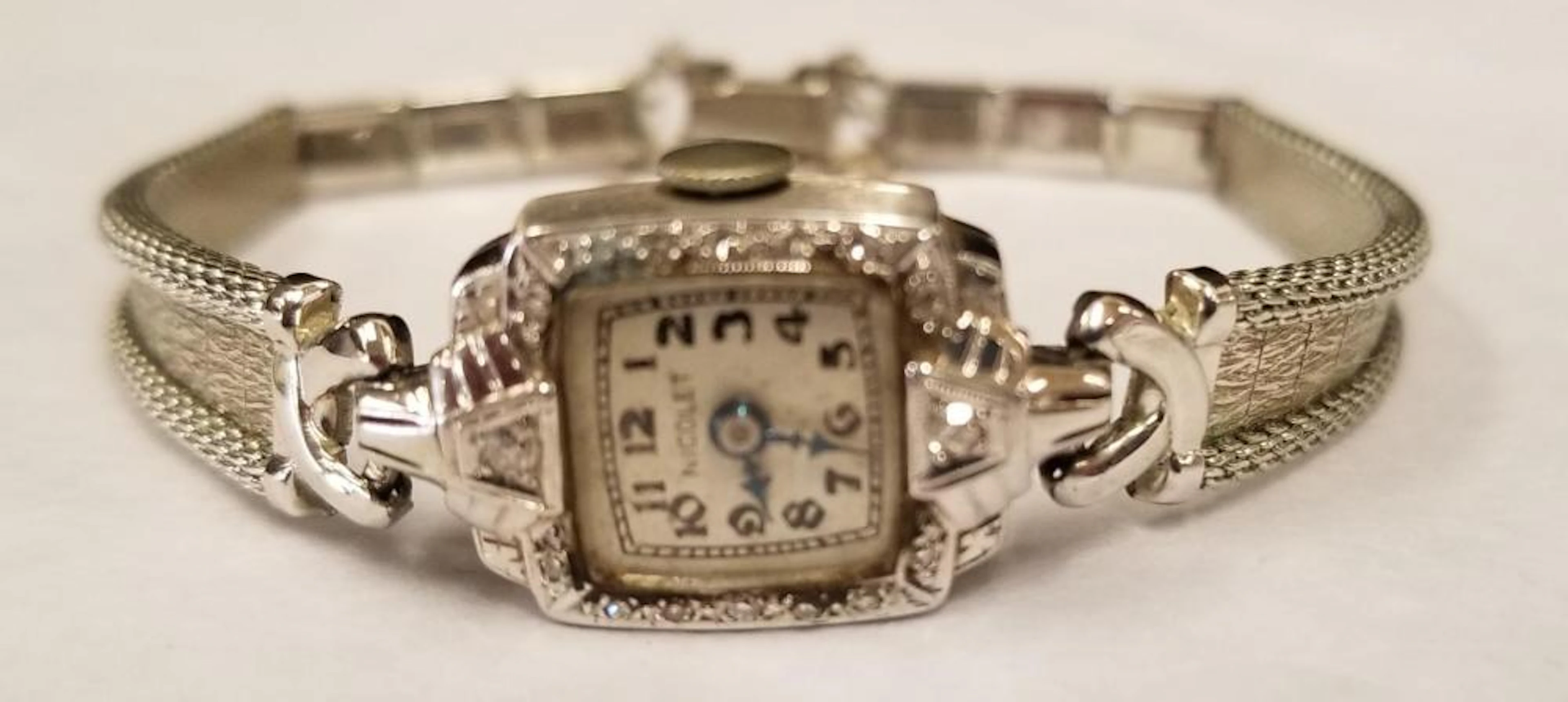 Ladies Vintage Nicolet Write Watch 14K White Gold