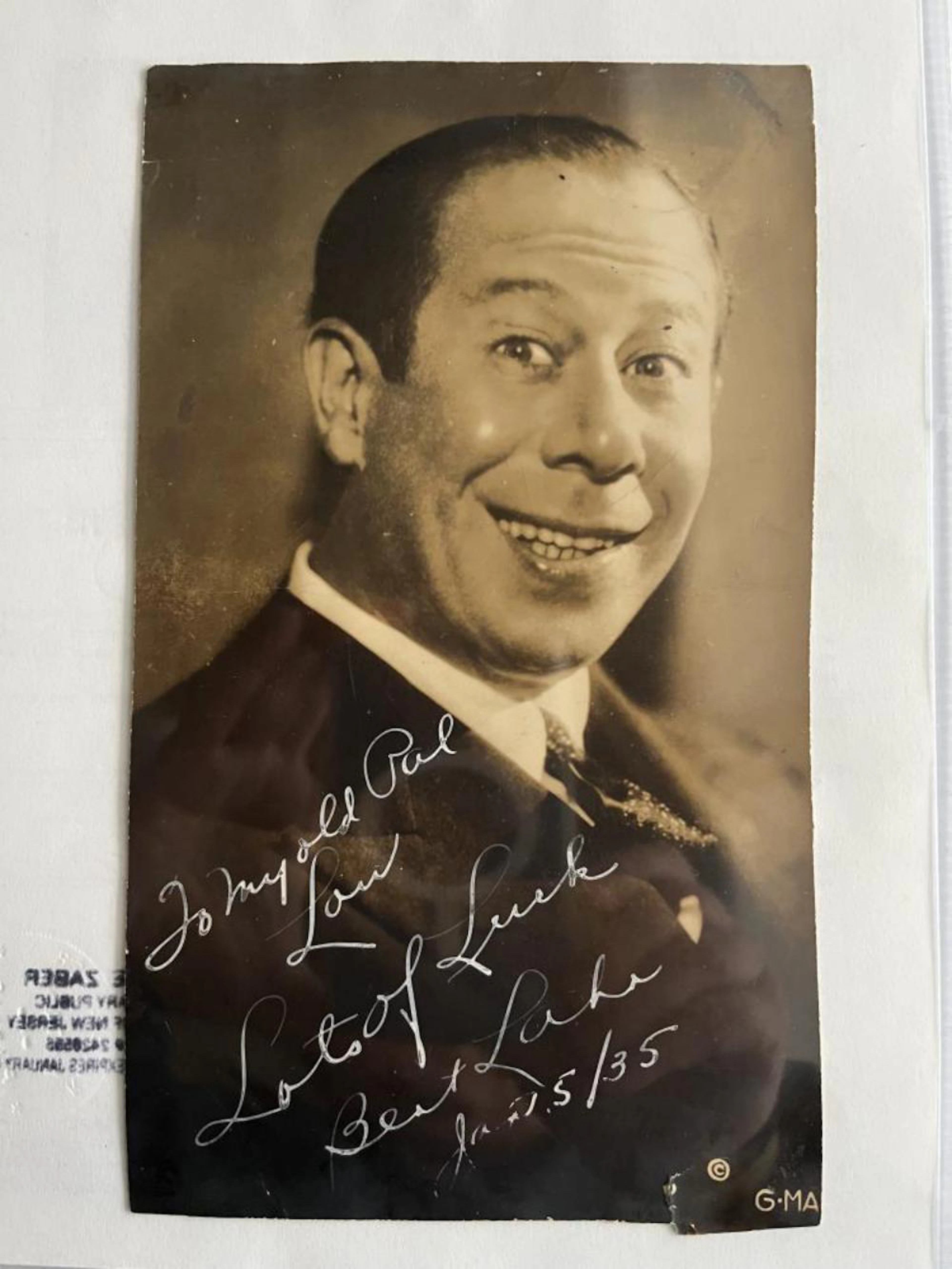 Bert Lahr Signed Photograph with COA