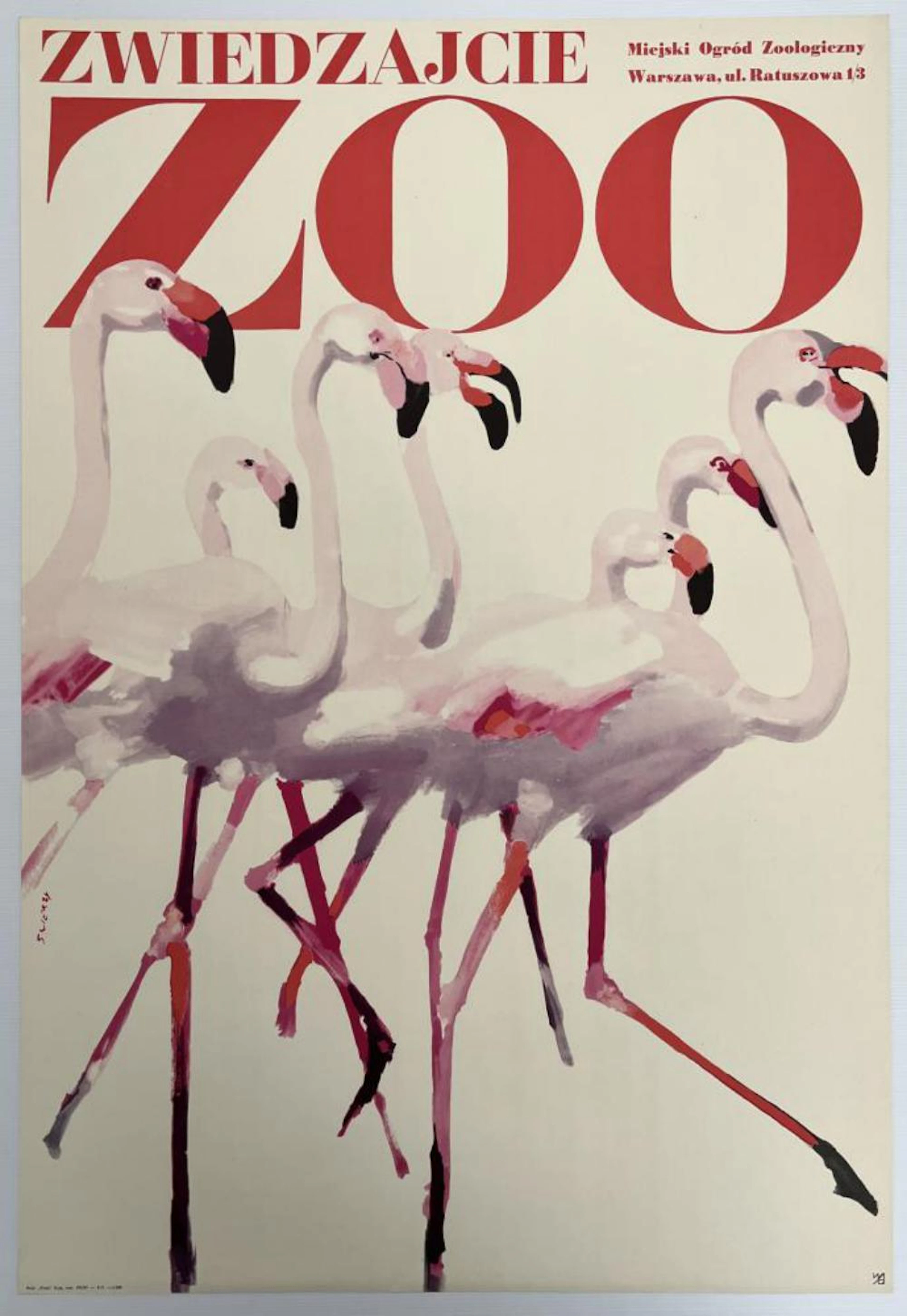 Zwiedzajcie Zoo - Pink Flamingos Poster by Swierzy