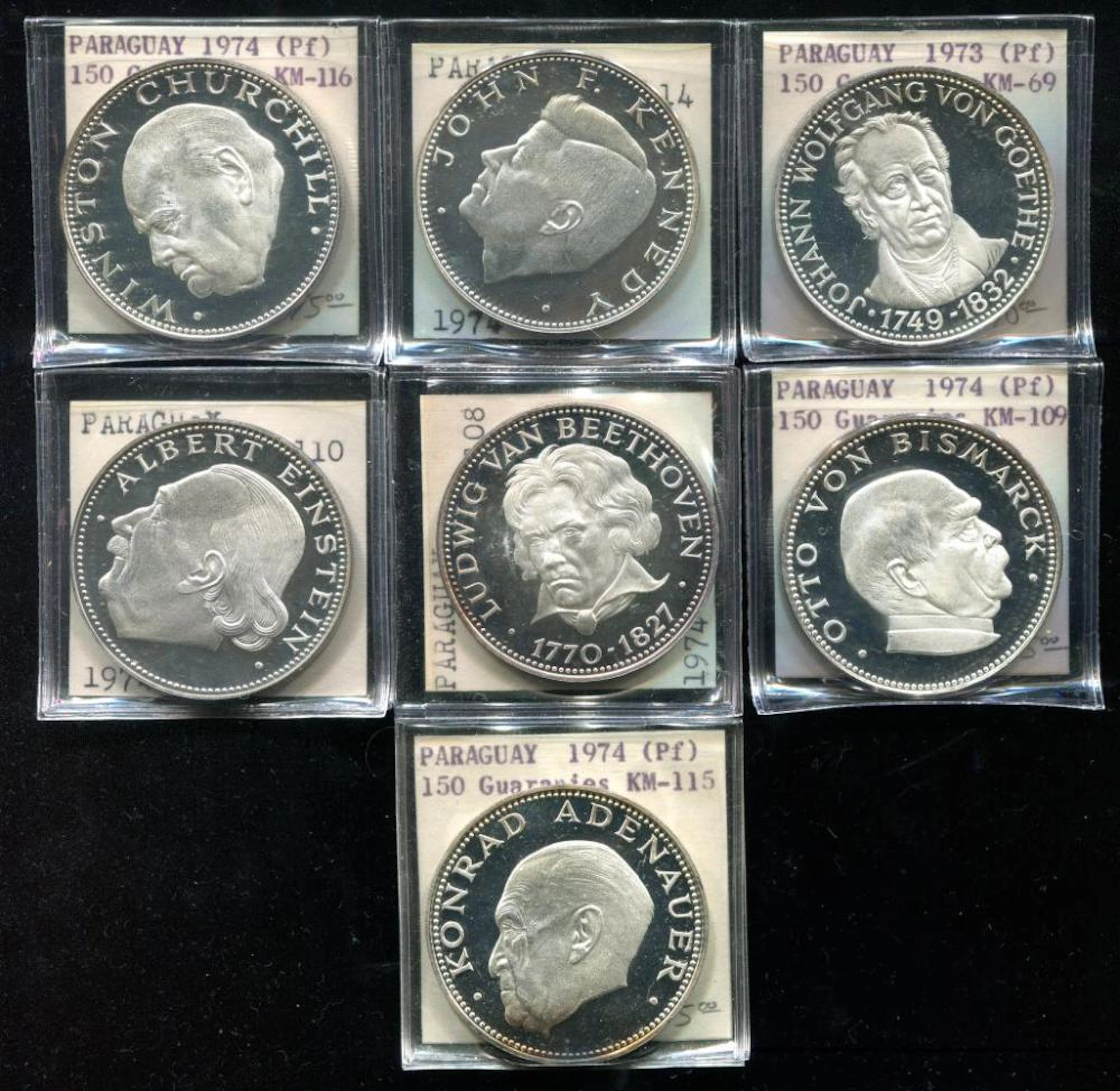 Paraguay Lot of (7) silver Coins