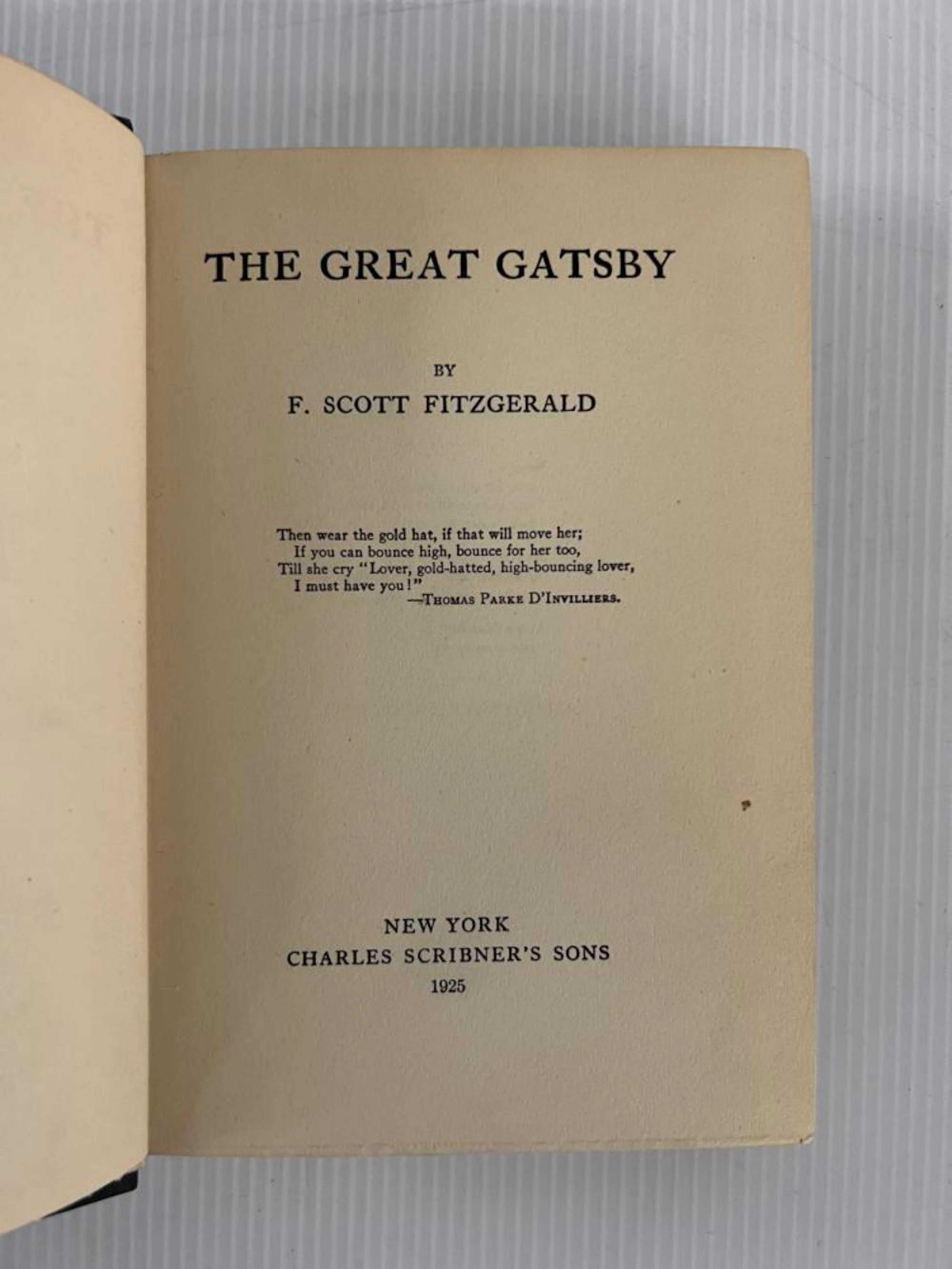 F. Scott Fitzgerald. The Great Gatsby. 1st/1st