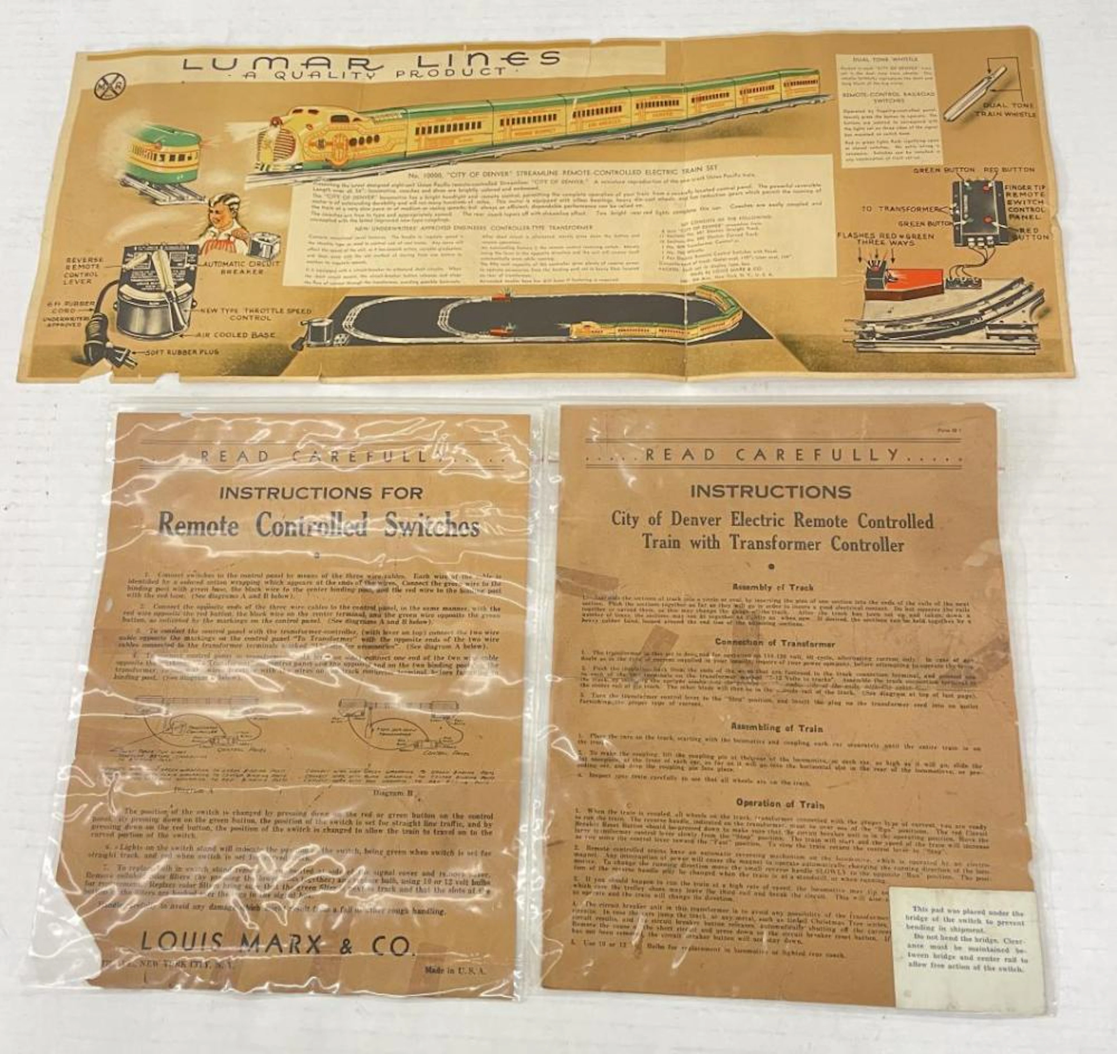 RARE Marx Prewar Dealer Poster & Instructions