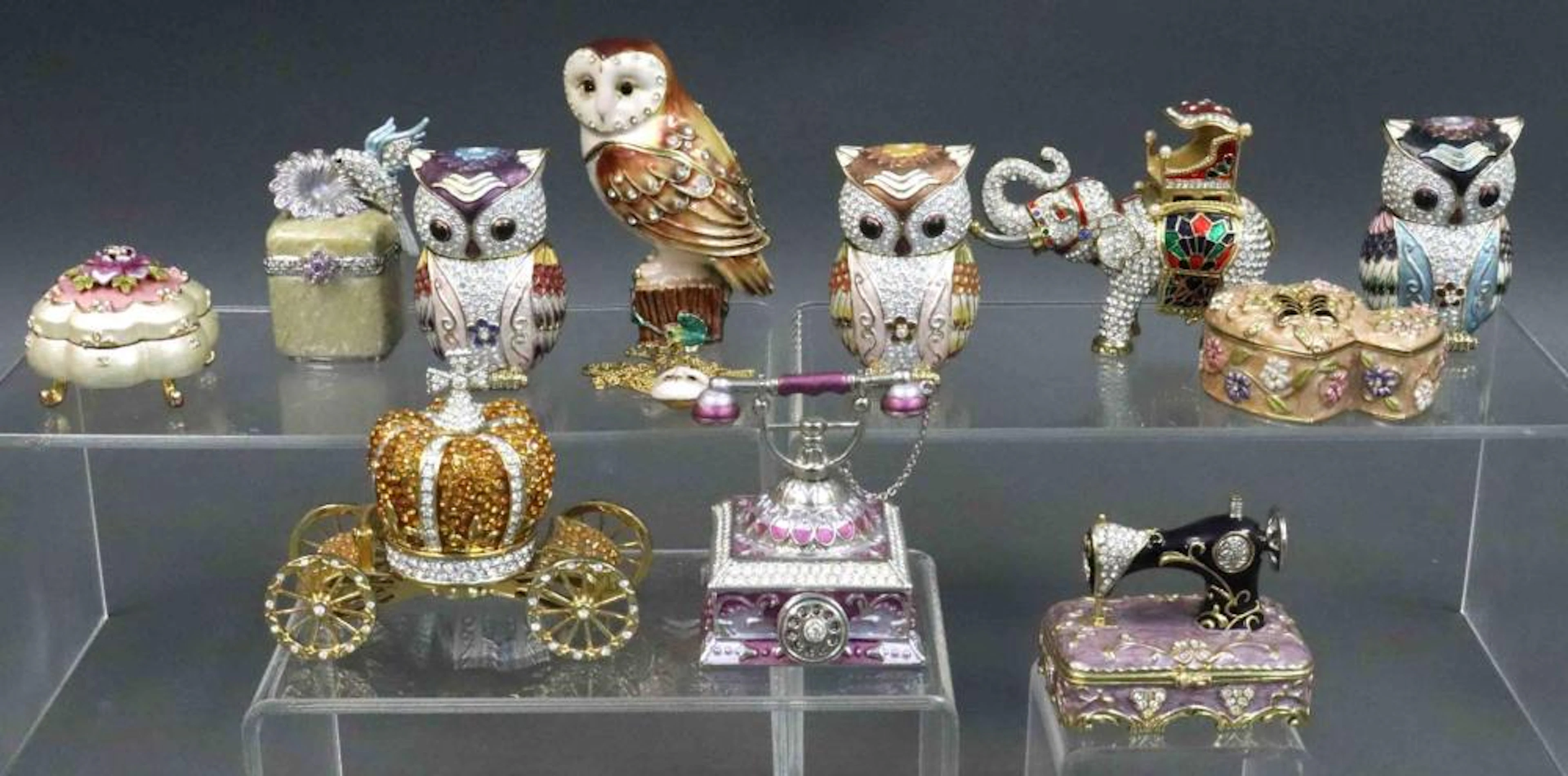 (11) METAL & ENAMELED JEWELED TRINKET BOXES