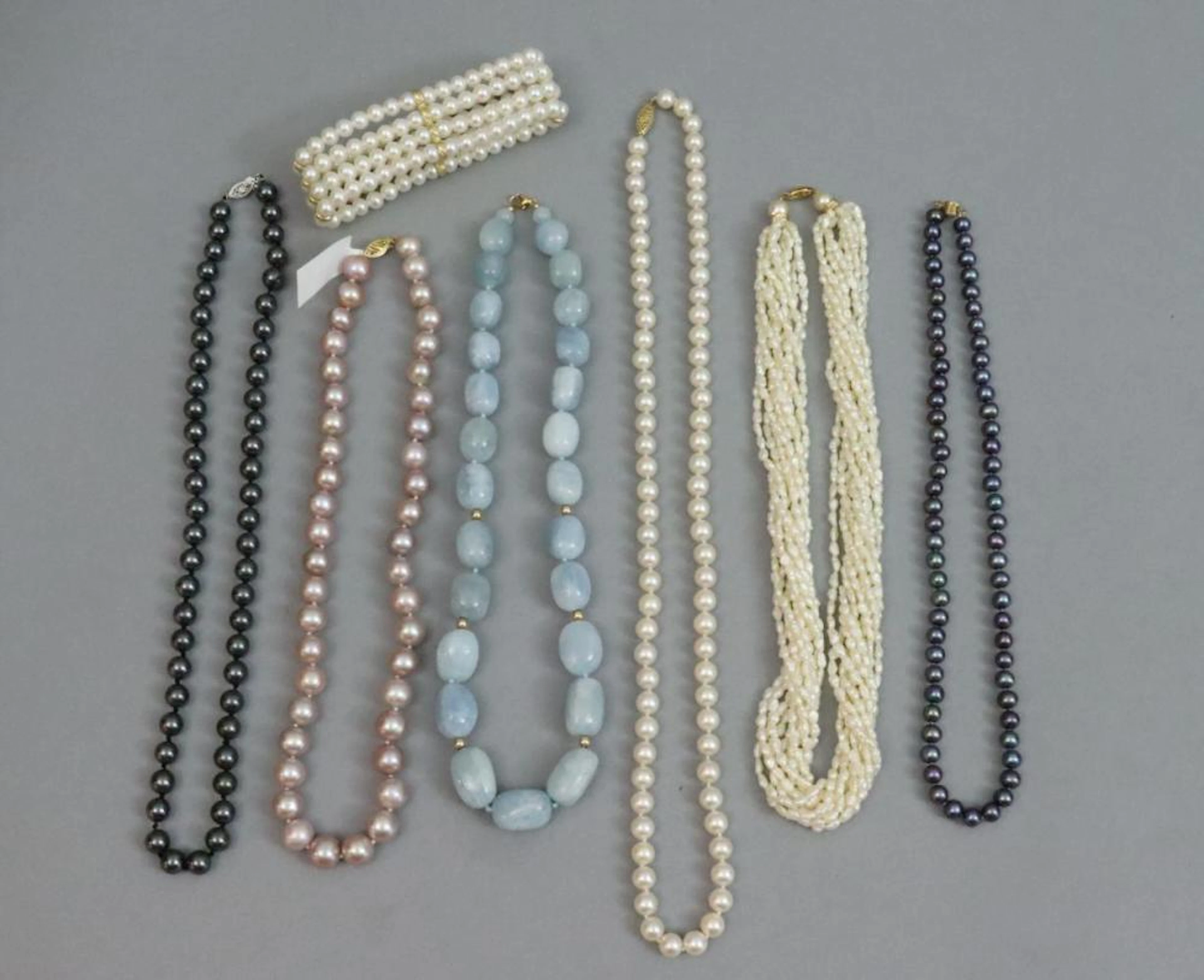 (7) PIECE GOLD & PEARL NECKLACE GROUP, ETC.