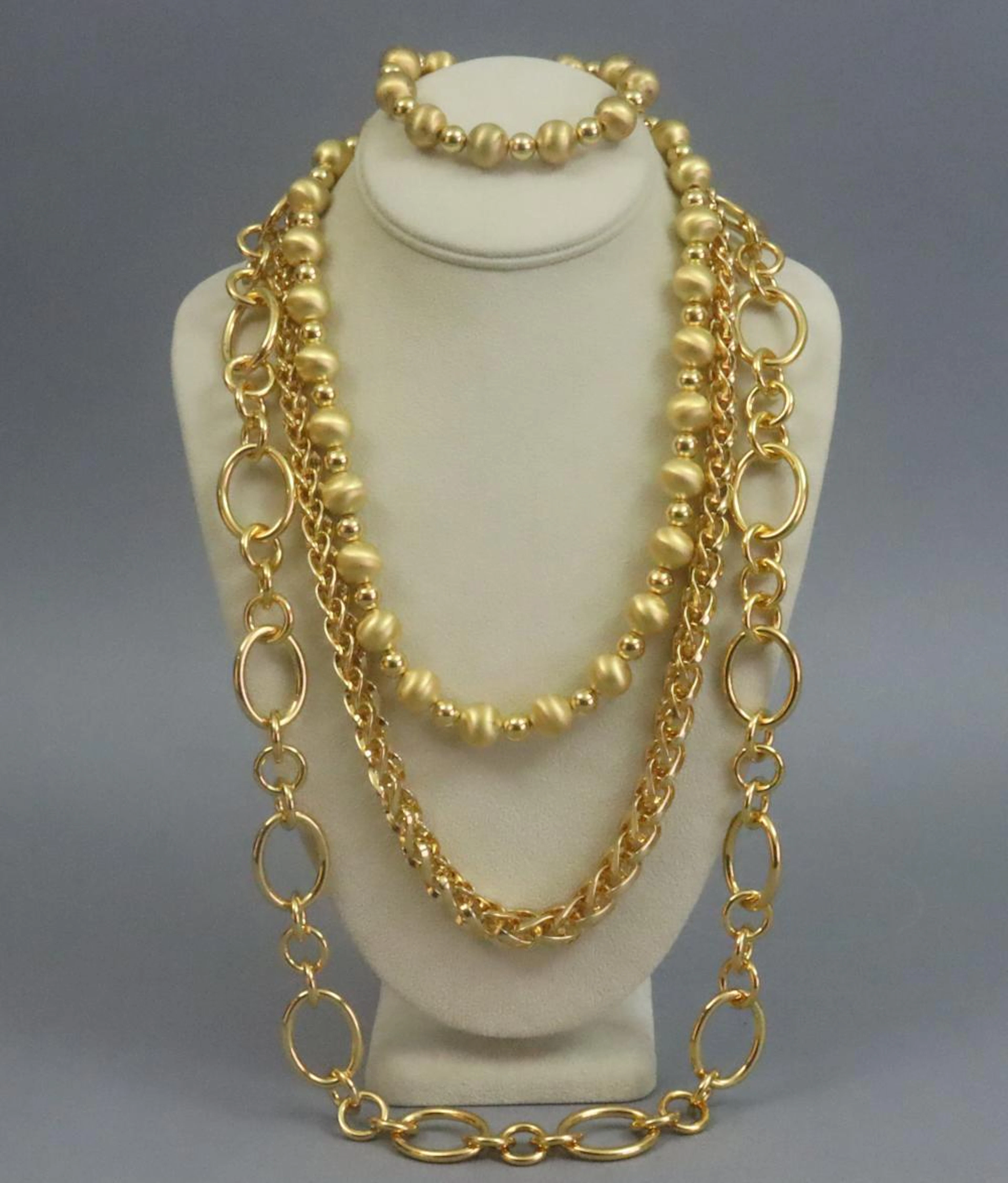 (3) 14K GOLD OVER RESIN CHAIN LINK NECKLACES