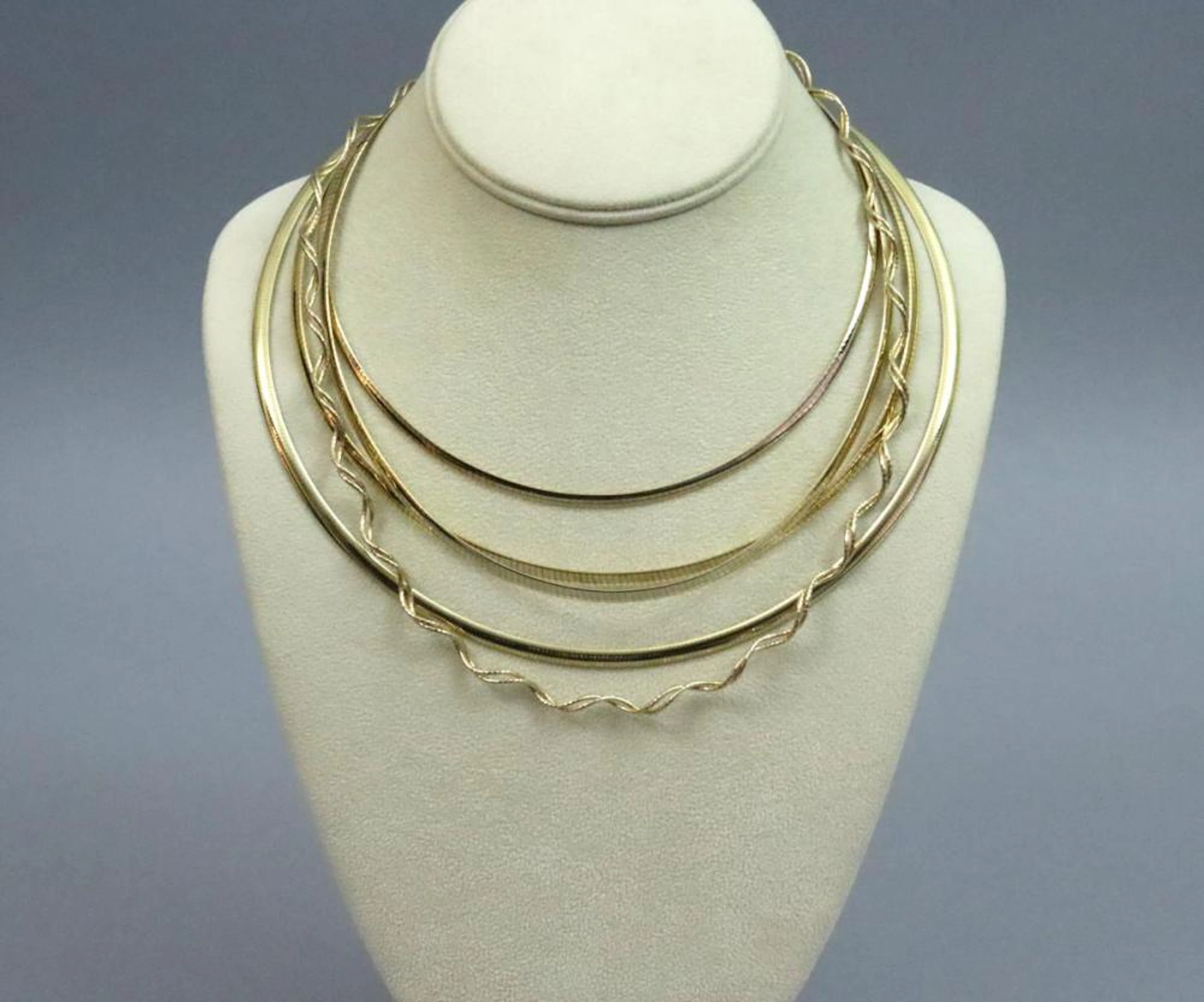 (5) ETERNAGOLD 14K OMEGA CHOKER NECKLACES