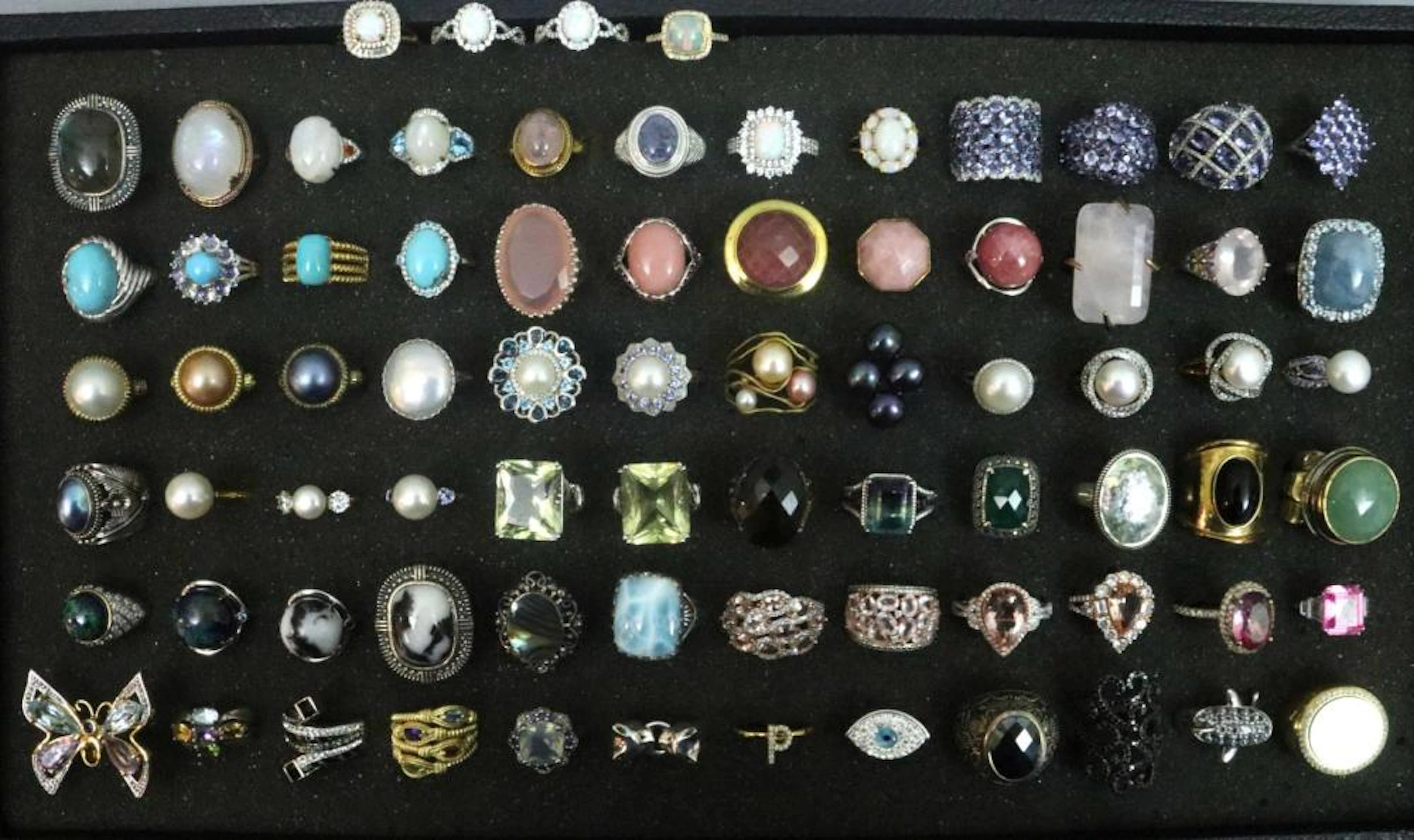 (76) ASSORTED STERLING GEMSTONE RINGS