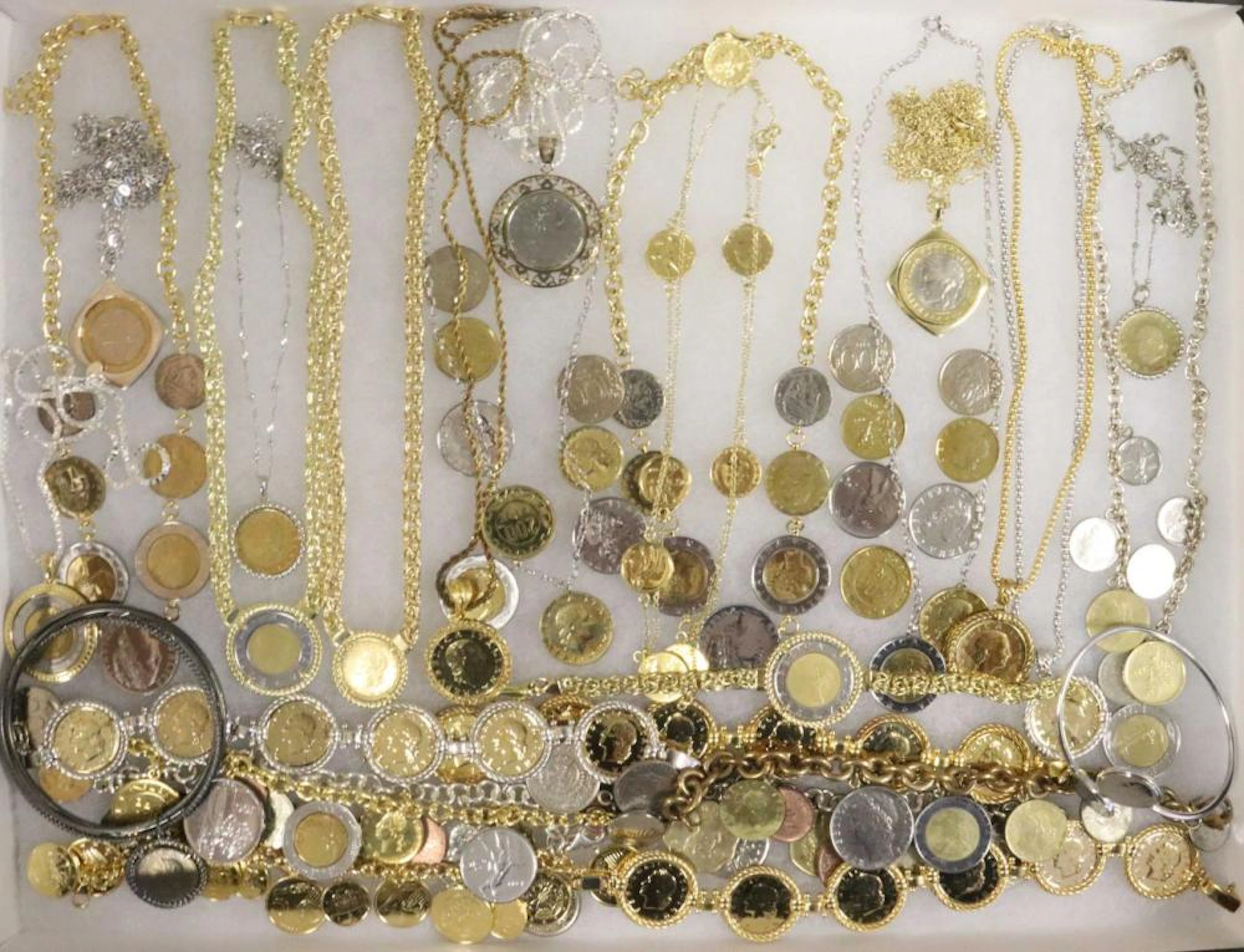 (28) PC. ITALIAN STERLING COIN CHARM JEWELRY GROUP