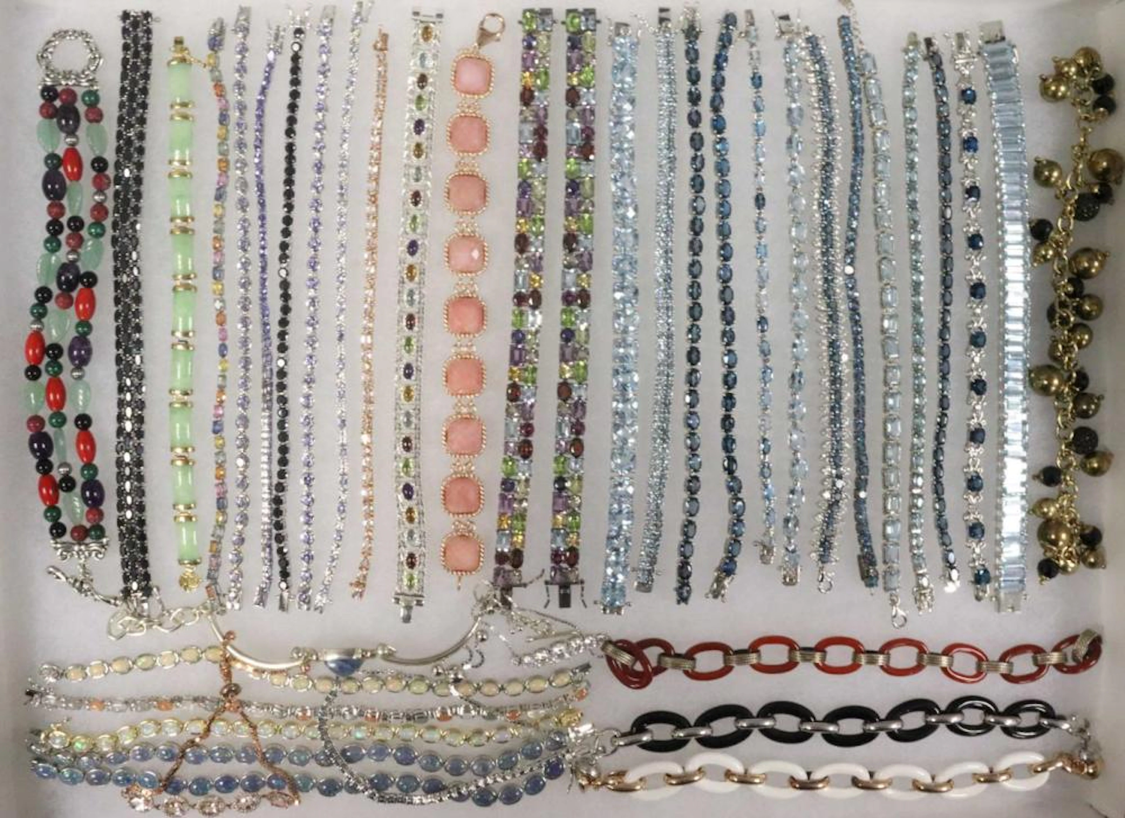 (40) STERLING GEMSTONE BRACELETS