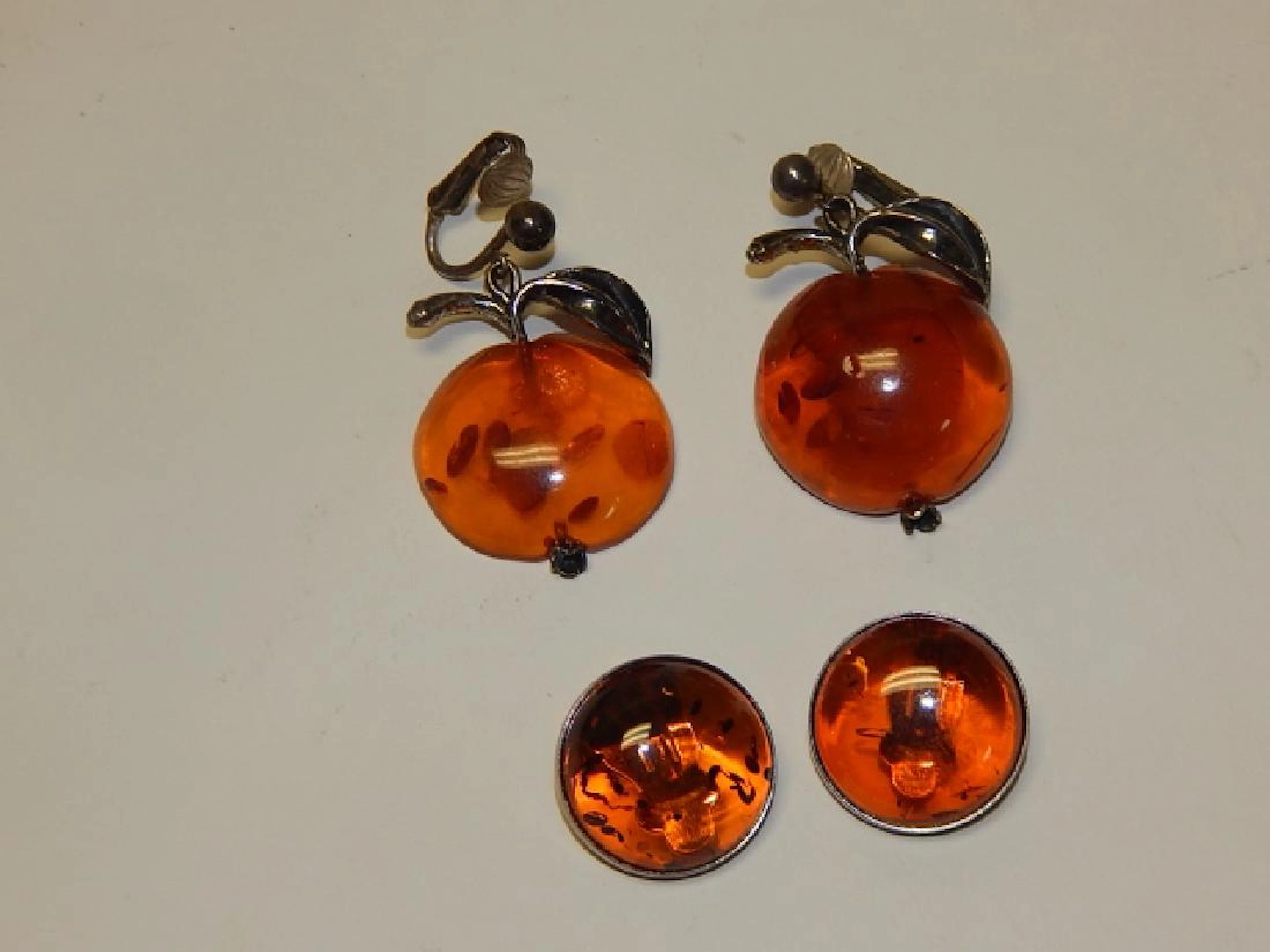 Two pairs of amber earrings