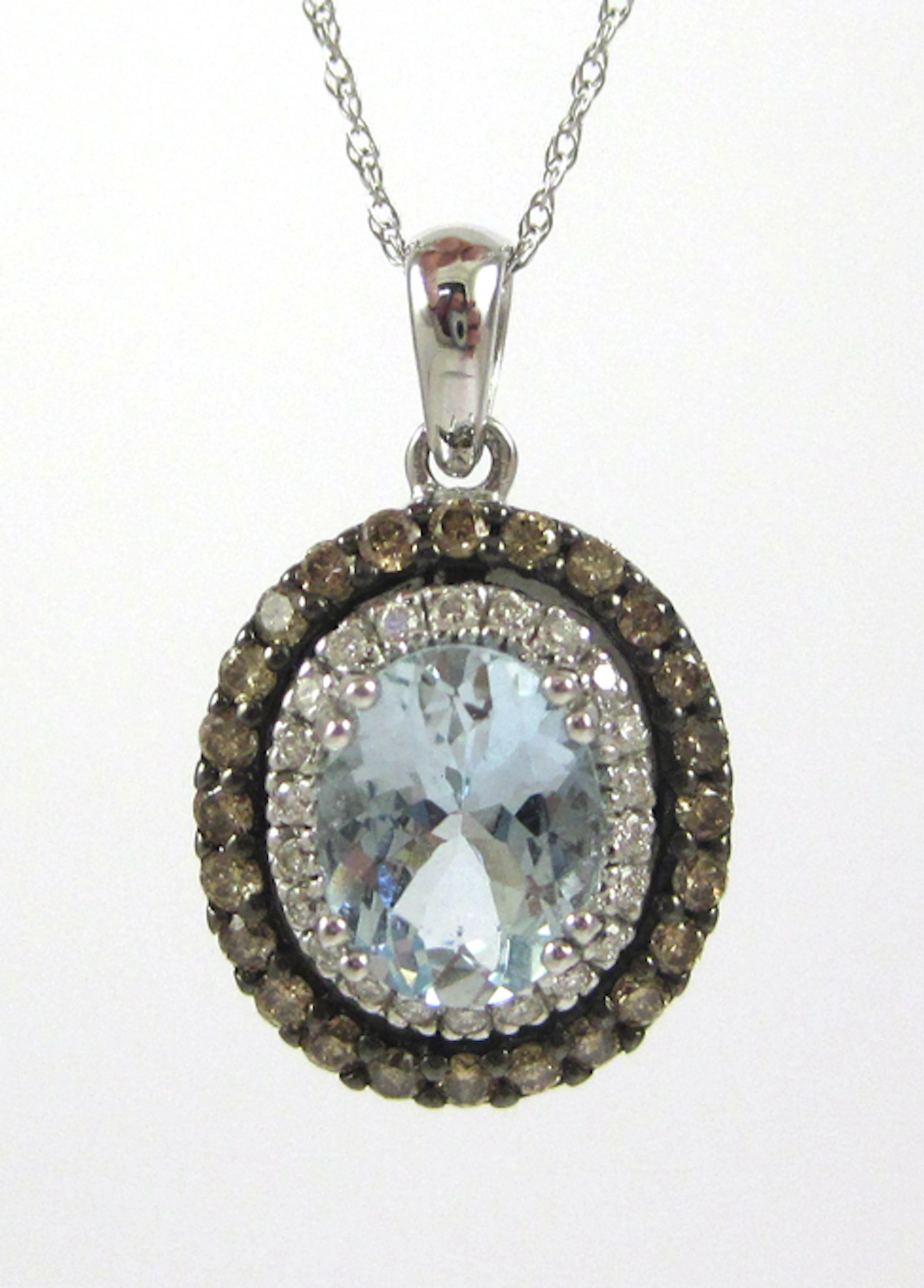 LEVIAN AQUAMARINE AND DIAMOND PENDANT NECKLACE, s
