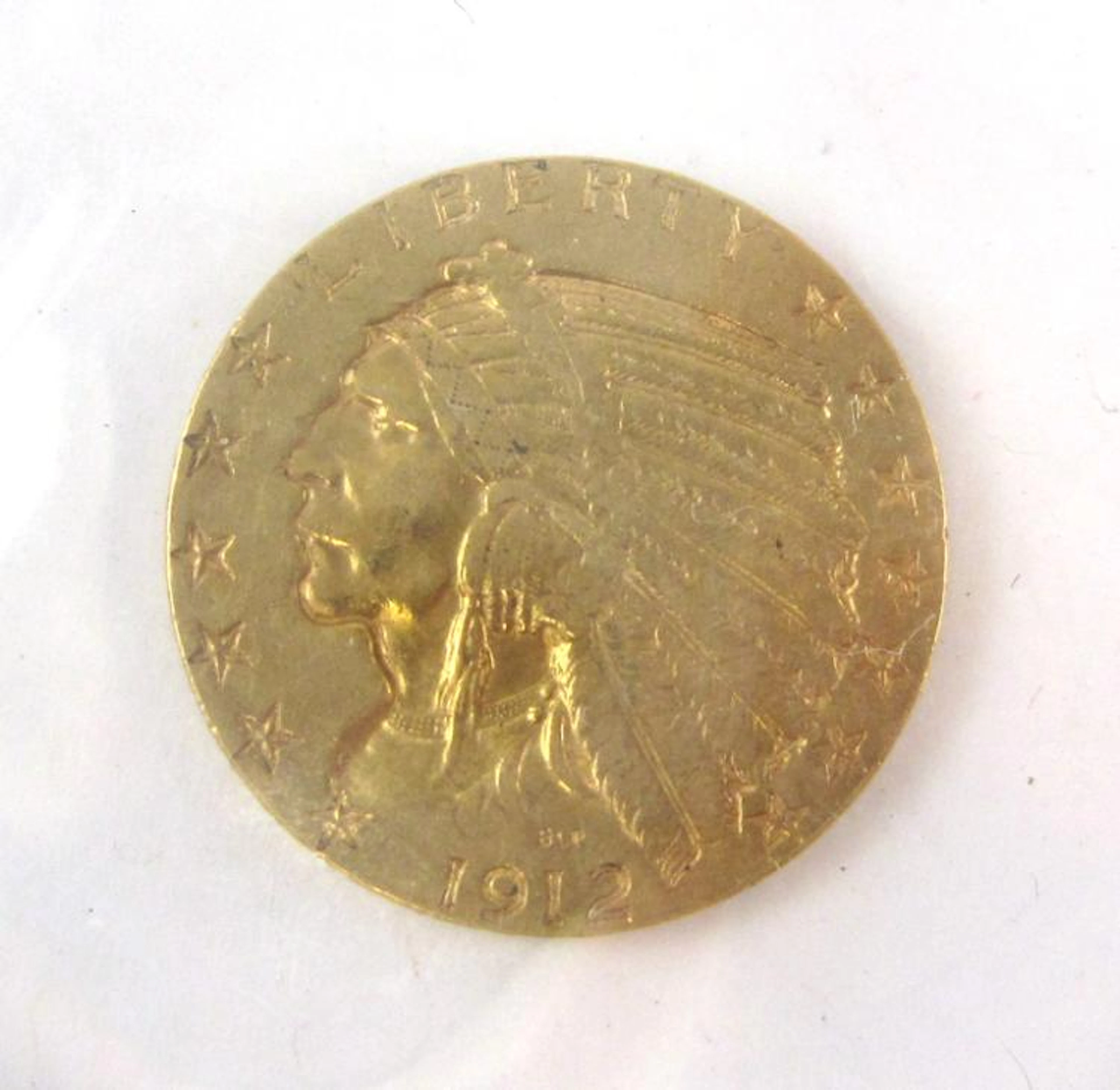 FIVE U.S. GOLD COINS, all $5 Indian head type, 191