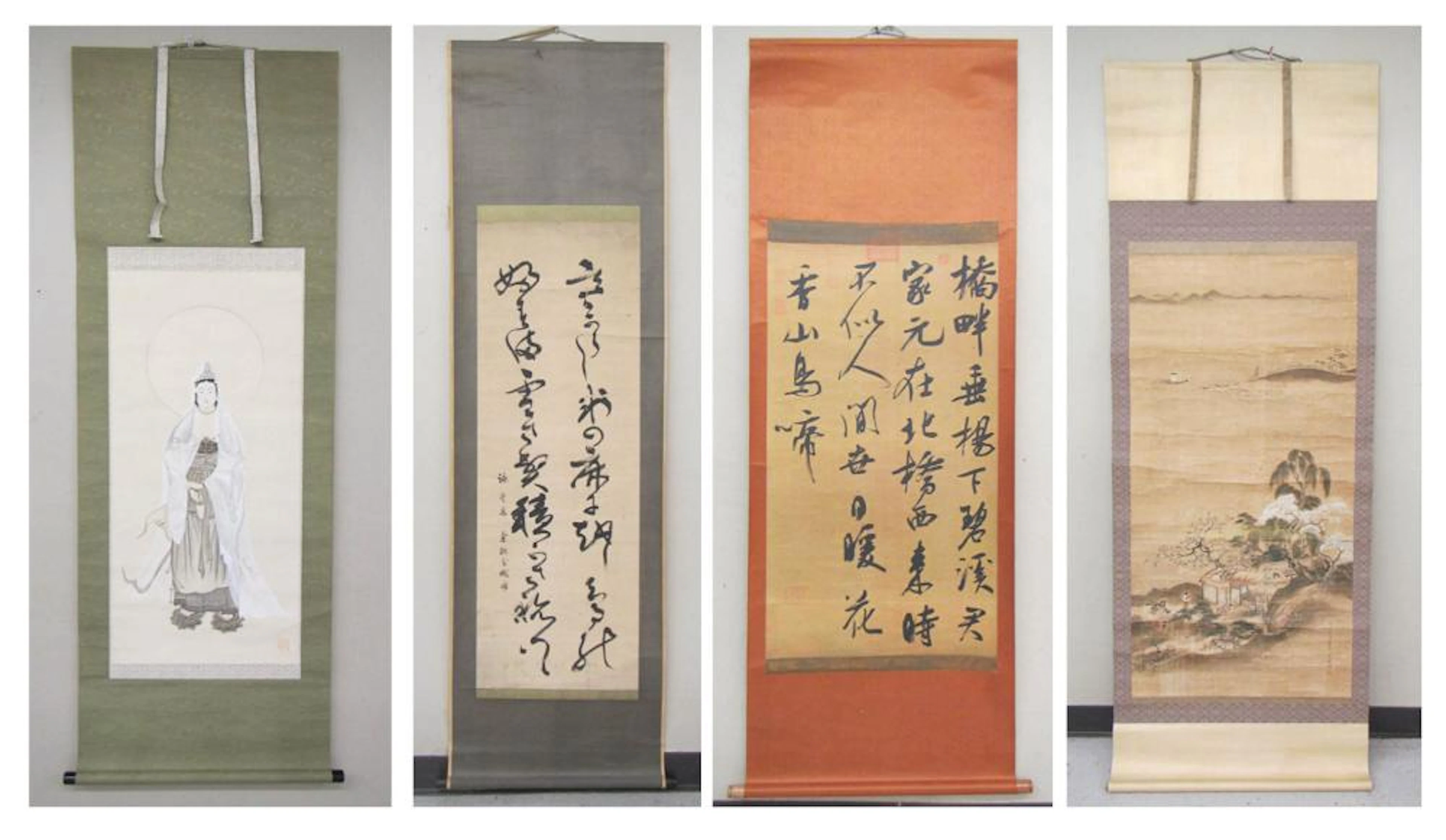 FOUR CHINESE SCROLLS: three ink washes on paper d