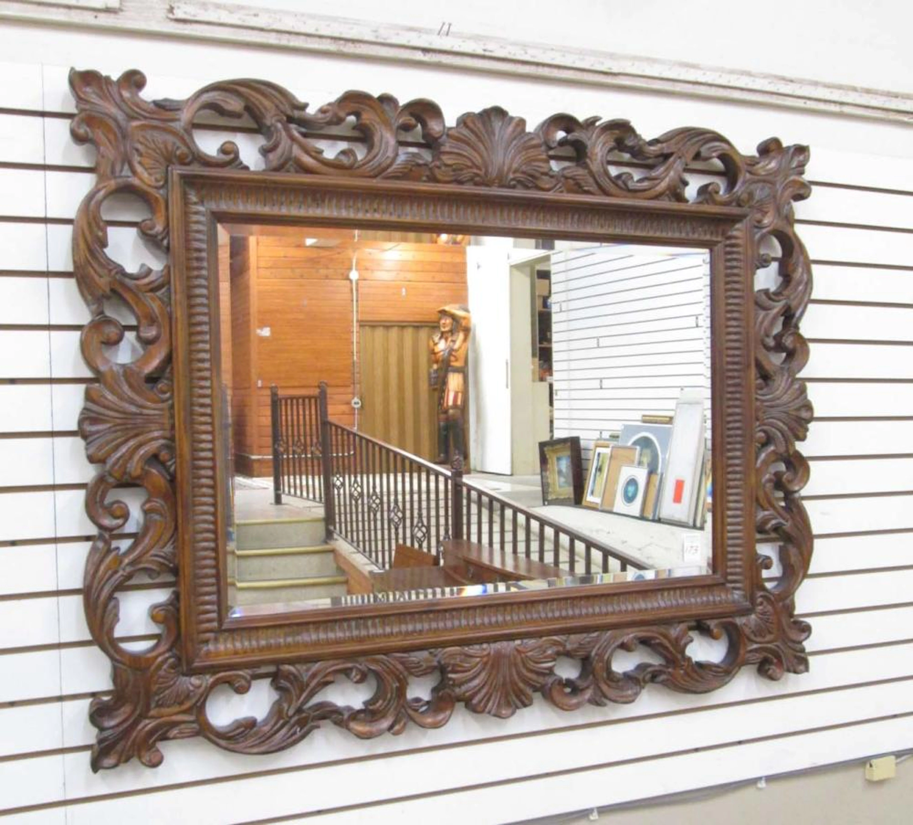 LARGE MAHOGANY FRAMED WALL MIRROR, Talavera Tuscan