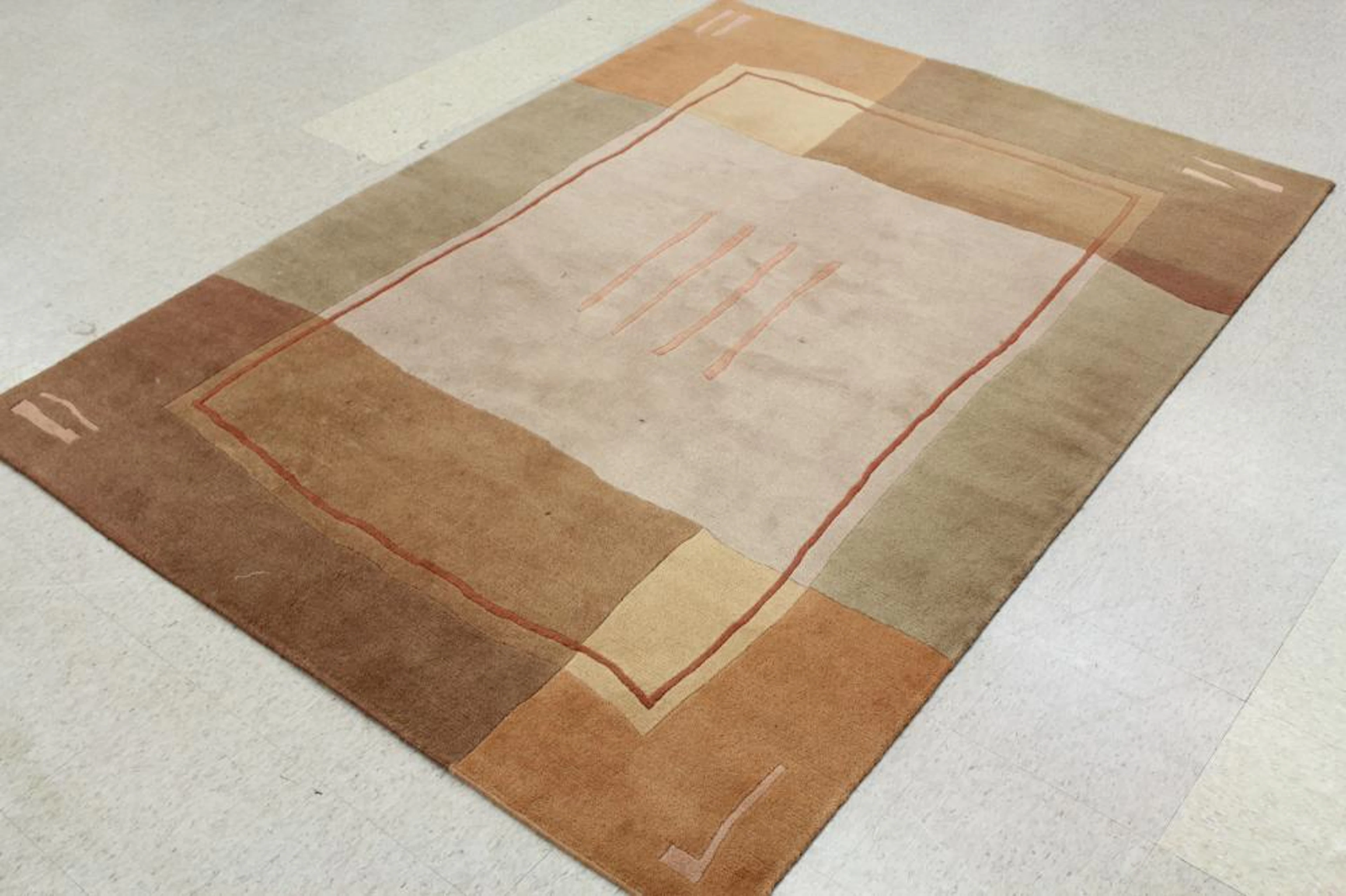 HAND KNOTTED NEPALI RUG, plain geometric design, 6