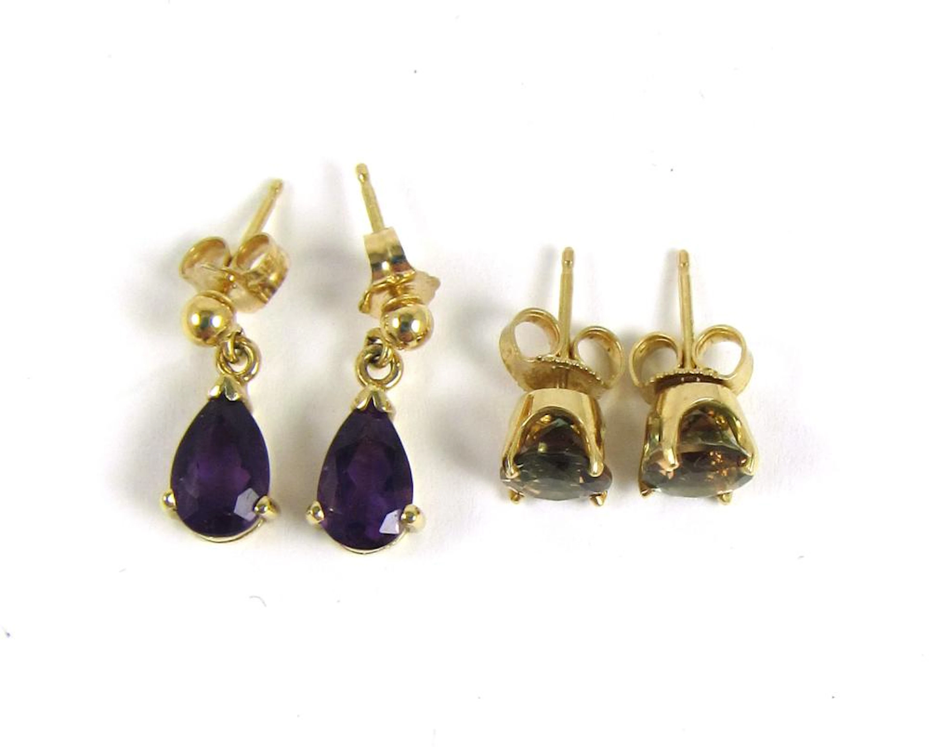 TWO PAIRS OF FOURTEEN KARAT GOLD EARRINGS, includi