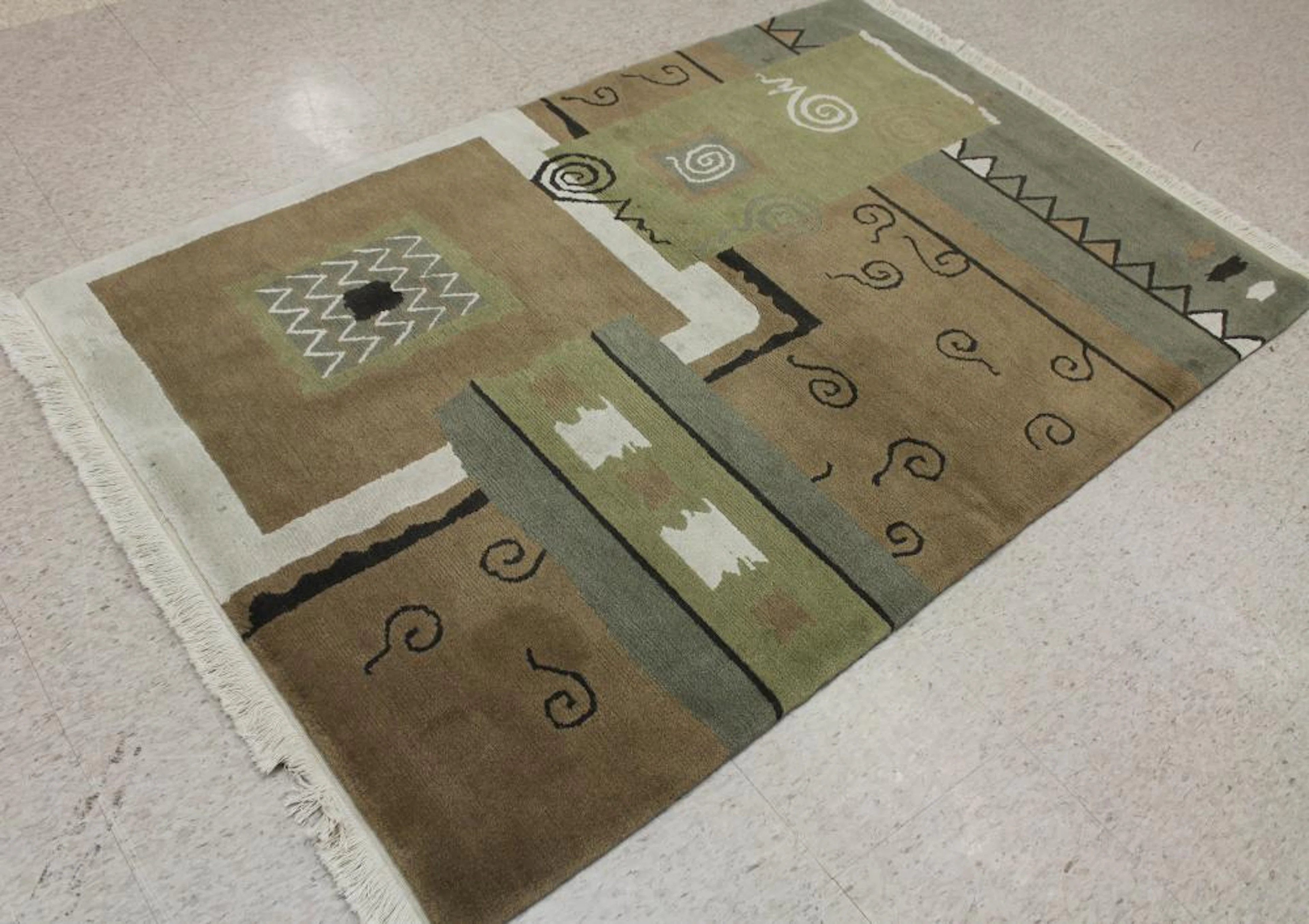 CONTEMPORARY HAND KNOTTED NEPALI AREA RUG, 100% Hi